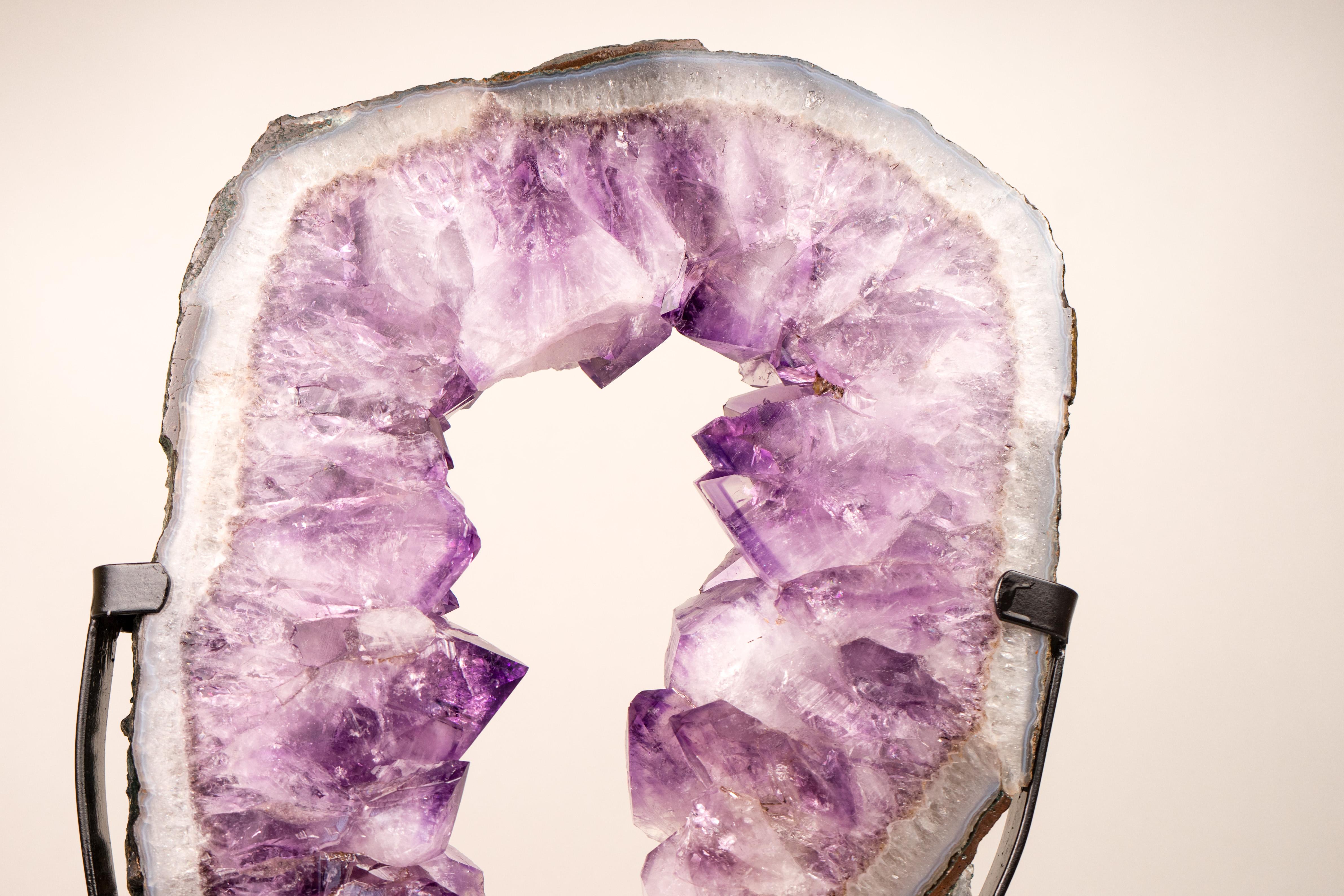 Portale di ametista con grande ametista viola e pizzo di agata, a doppia faccia in vendita 4