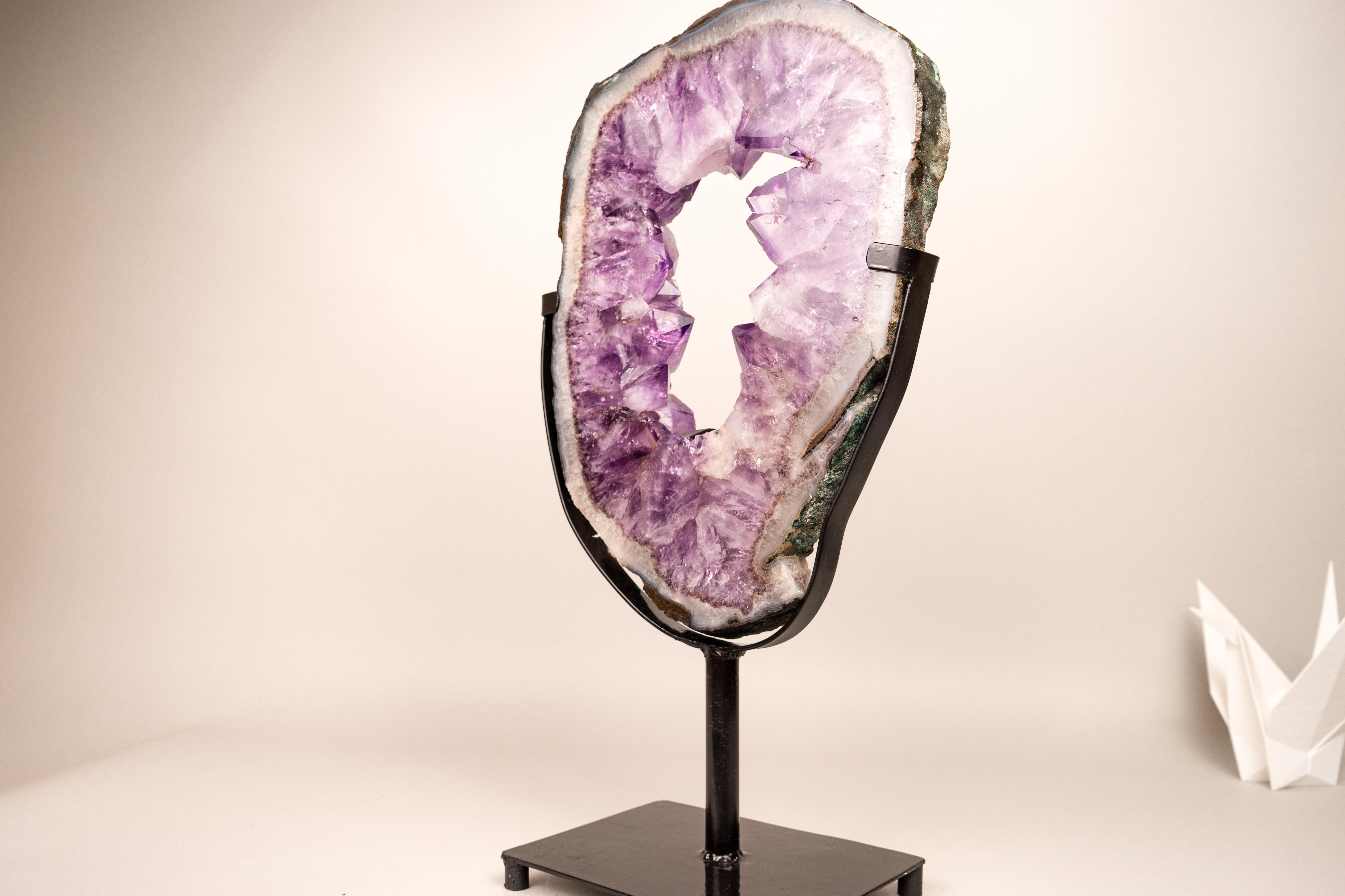 Portale di ametista con grande ametista viola e pizzo di agata, a doppia faccia In condizioni Nuovo in vendita a Ametista Do Sul, BR