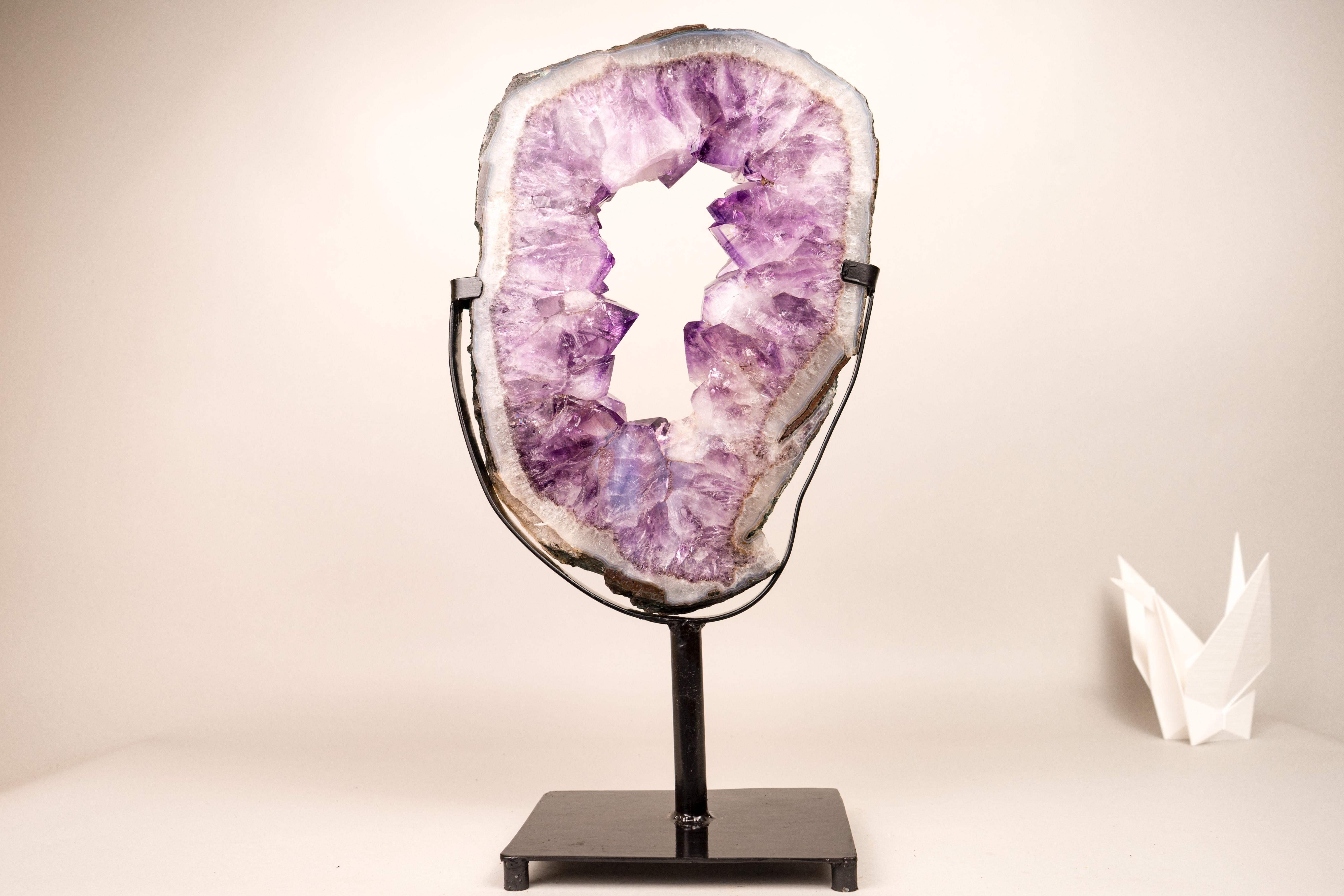 Portale di ametista con grande ametista viola e pizzo di agata, a doppia faccia in vendita 1