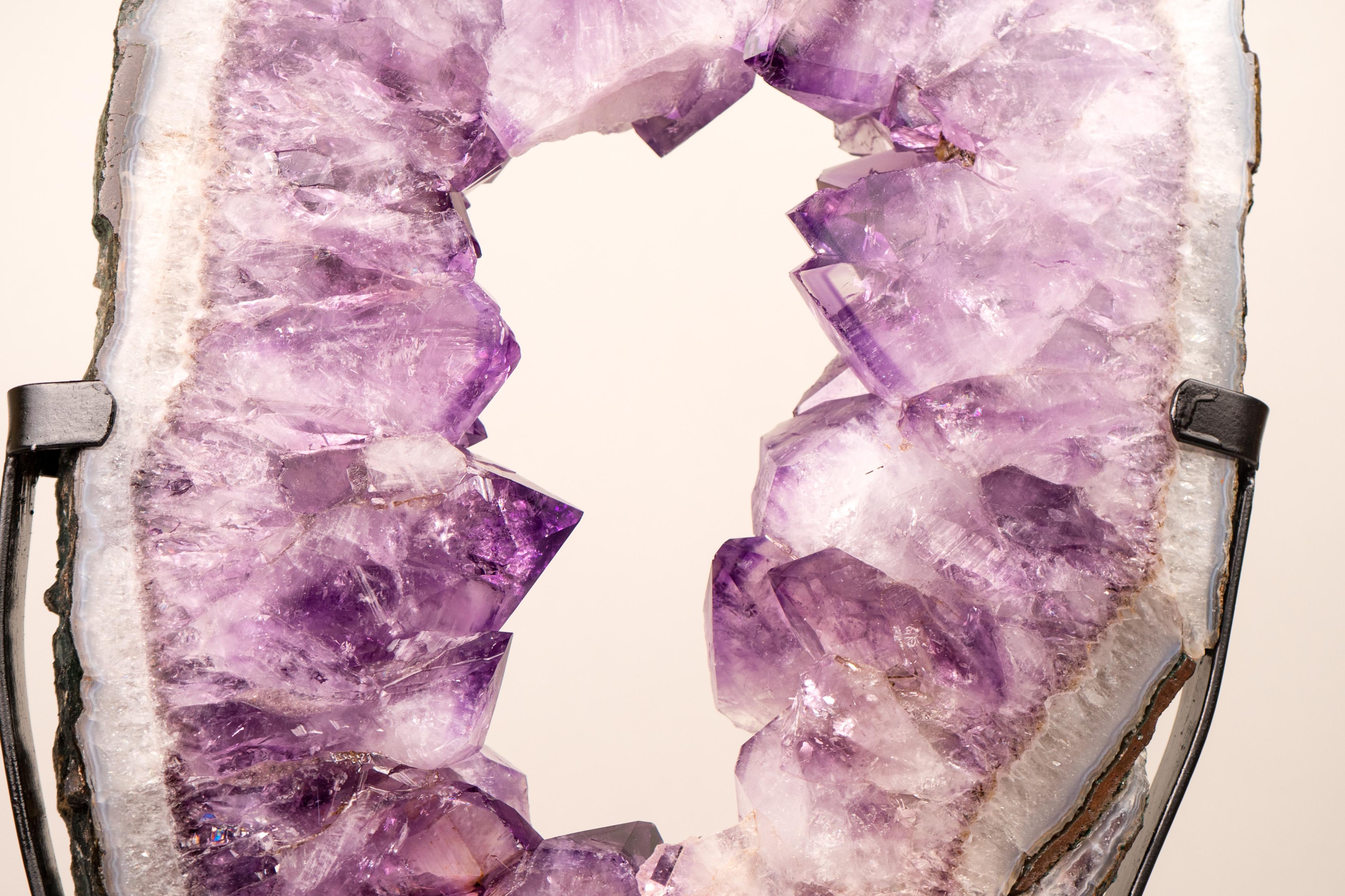 Portale di ametista con grande ametista viola e pizzo di agata, a doppia faccia in vendita 3