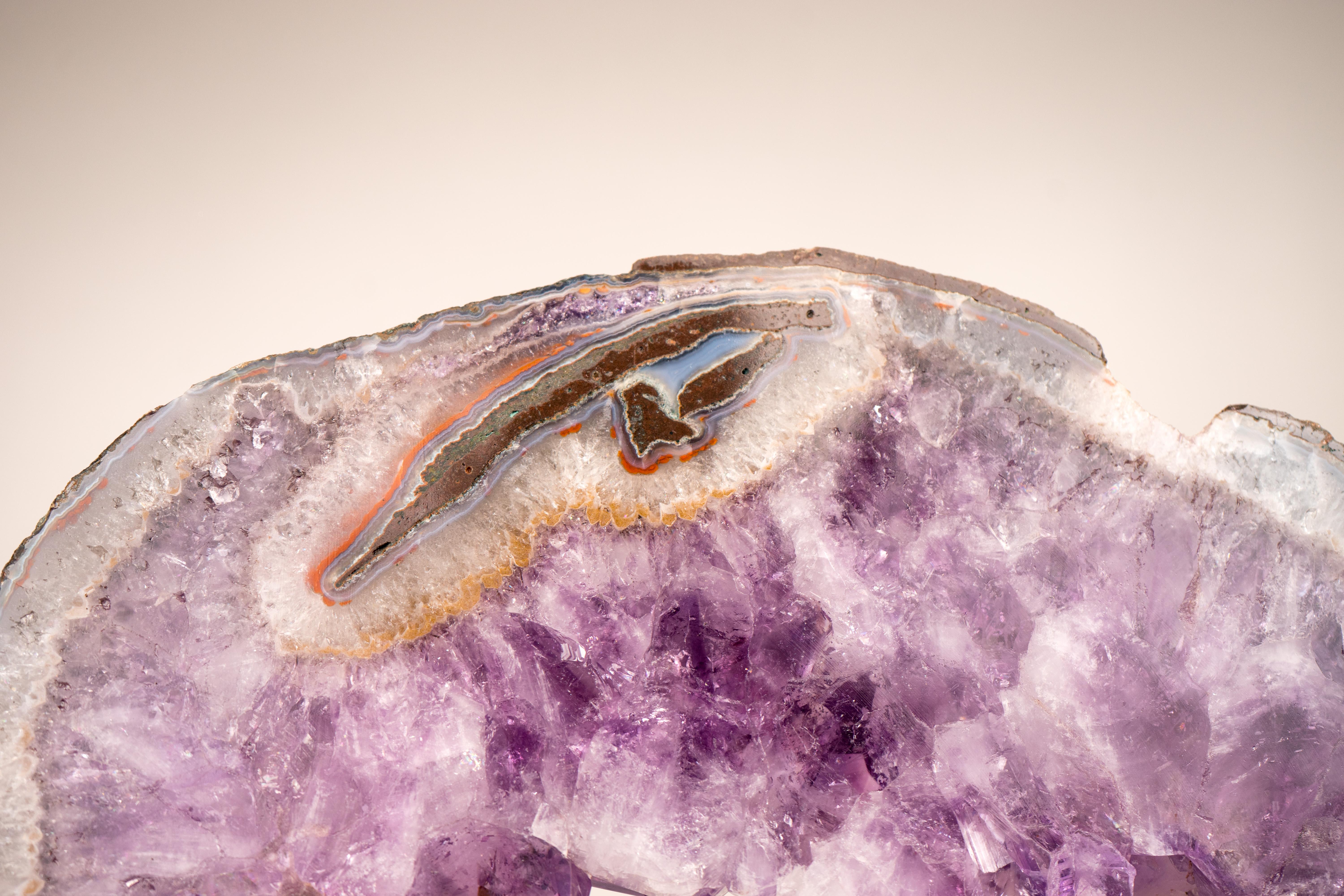 Brazilian Amethyst Portal with Large Purple Amethyst and Agate Lace For Sale
