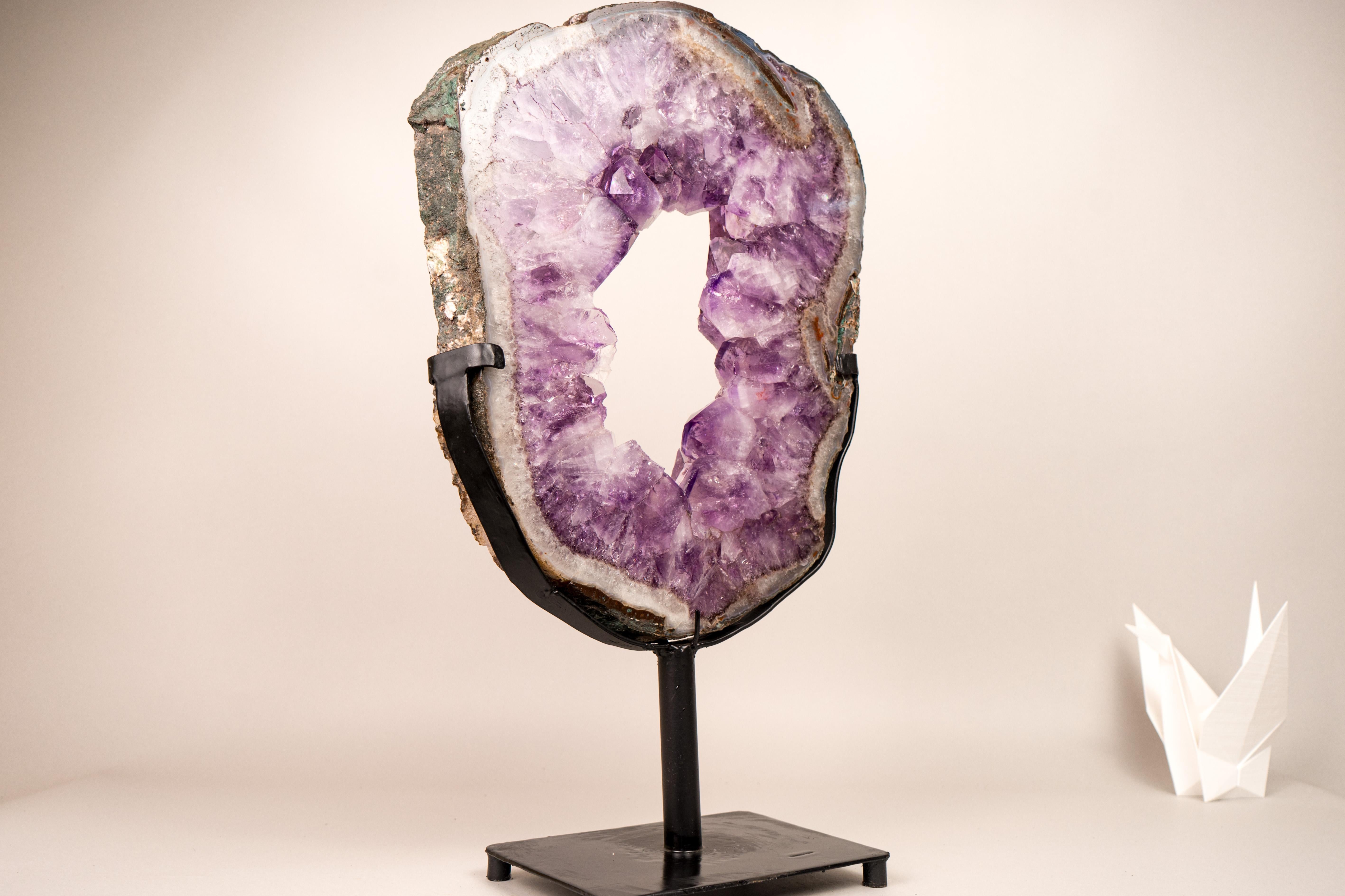 Contemporary Amethyst Portal with Large Purple Amethyst and Agate Lace For Sale