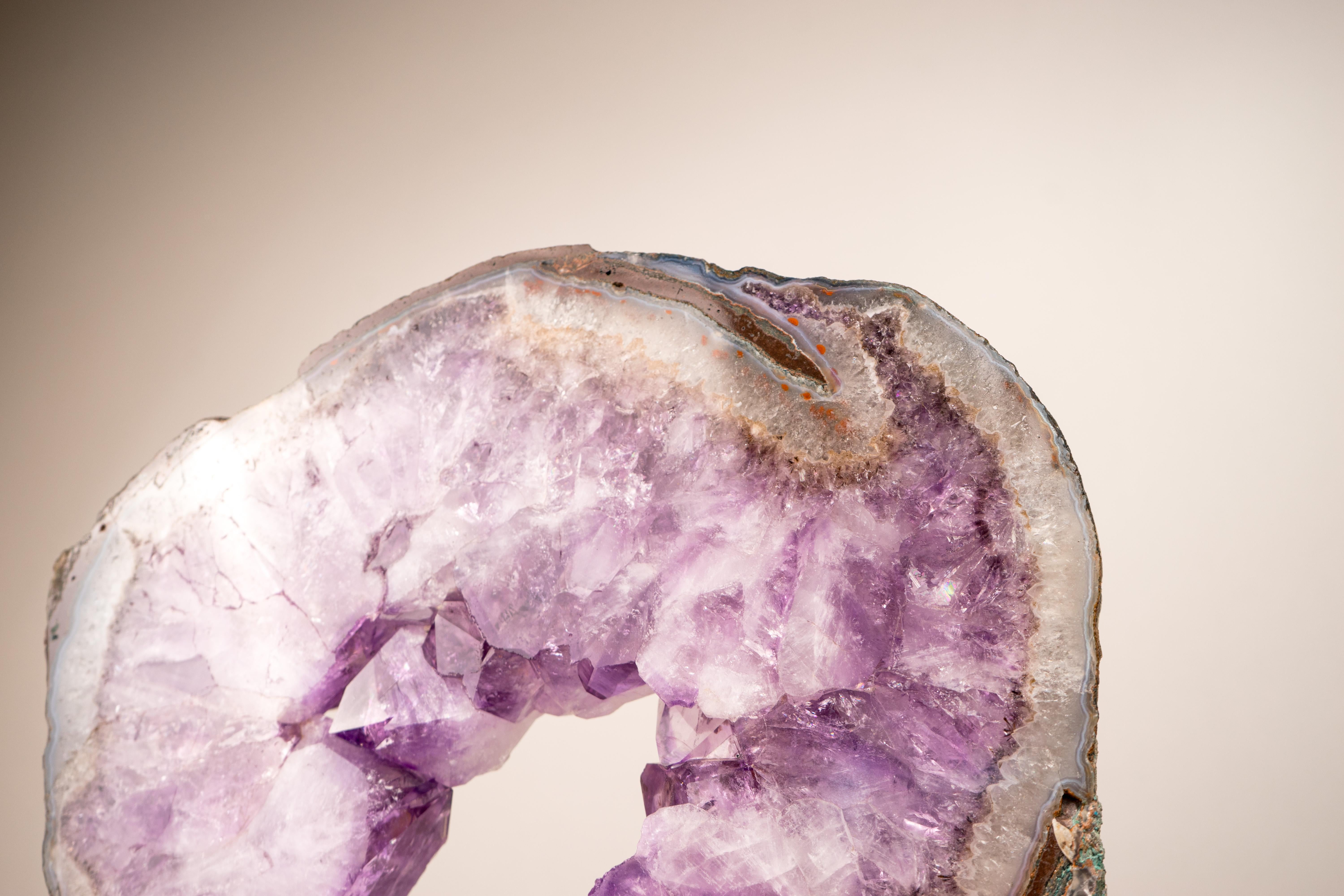 Crystal Amethyst Portal with Large Purple Amethyst and Agate Lace For Sale