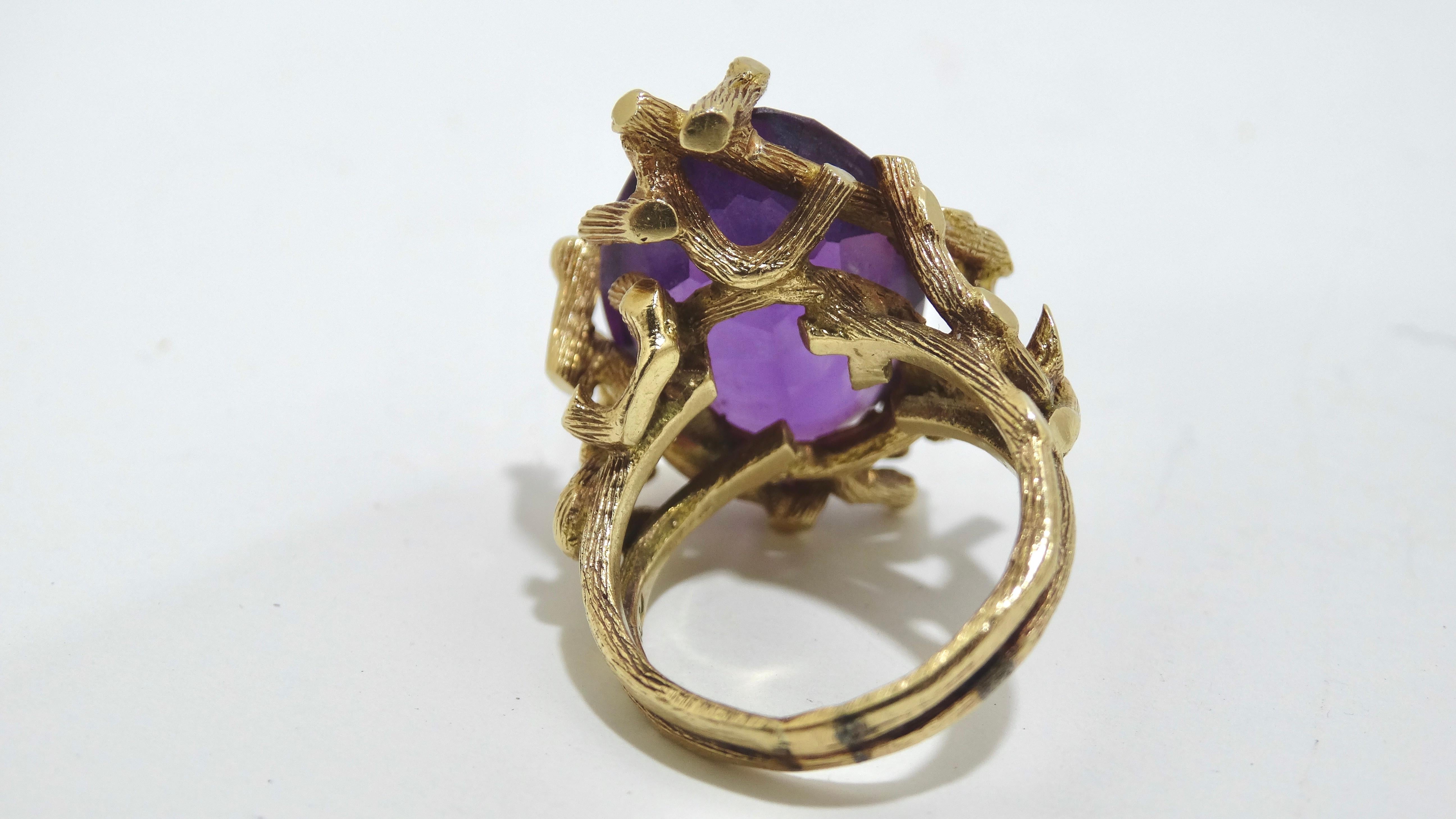 Amethyst Purple 1960's Statement Cocktail Ring In Excellent Condition For Sale In Scottsdale, AZ