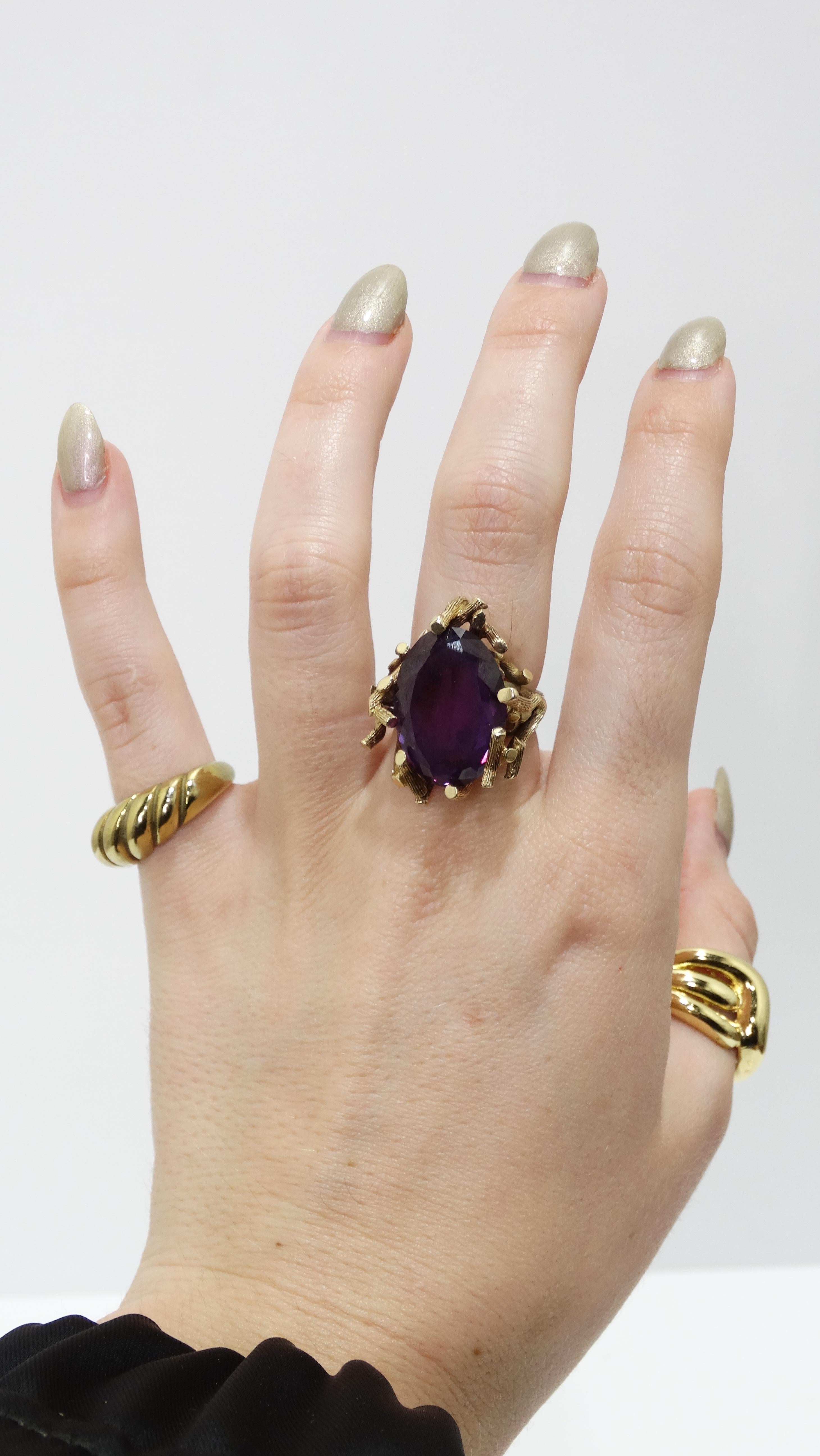 Amethyst Purple 1960's Statement Cocktail Ring For Sale 1