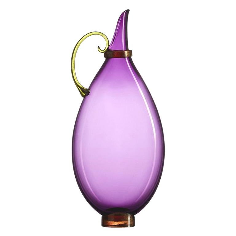 Amethyst Purple Blown Glass Vase, Jewel Tone Pitcher, Size Medium, by Vetro Vero For Sale