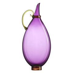 Amethyst Purple Blown Glass Vase, Jewel Tone Pitcher, Size Medium, by Vetro Vero