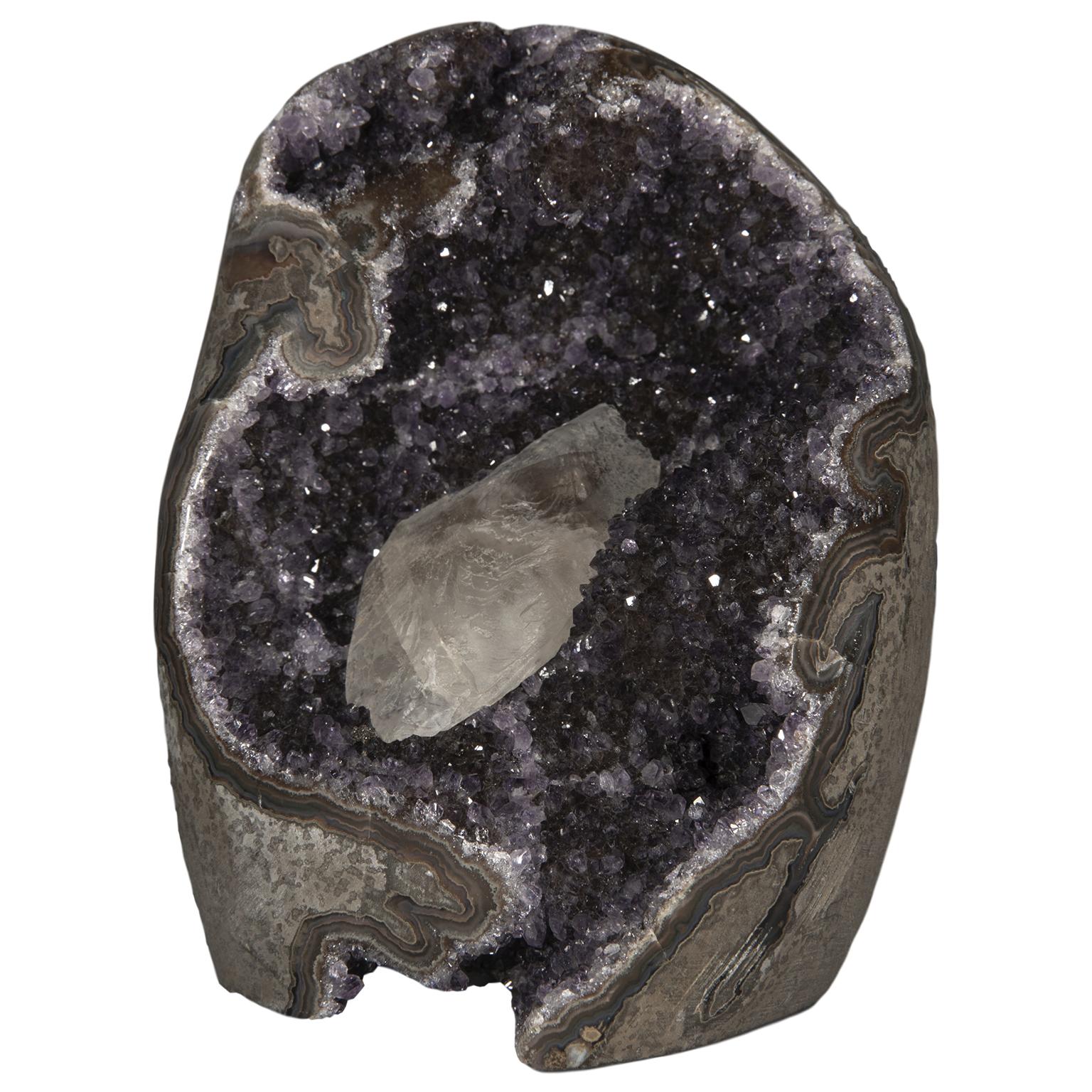 Amethyst Purple Druze Quartz with Calcite Formation 1