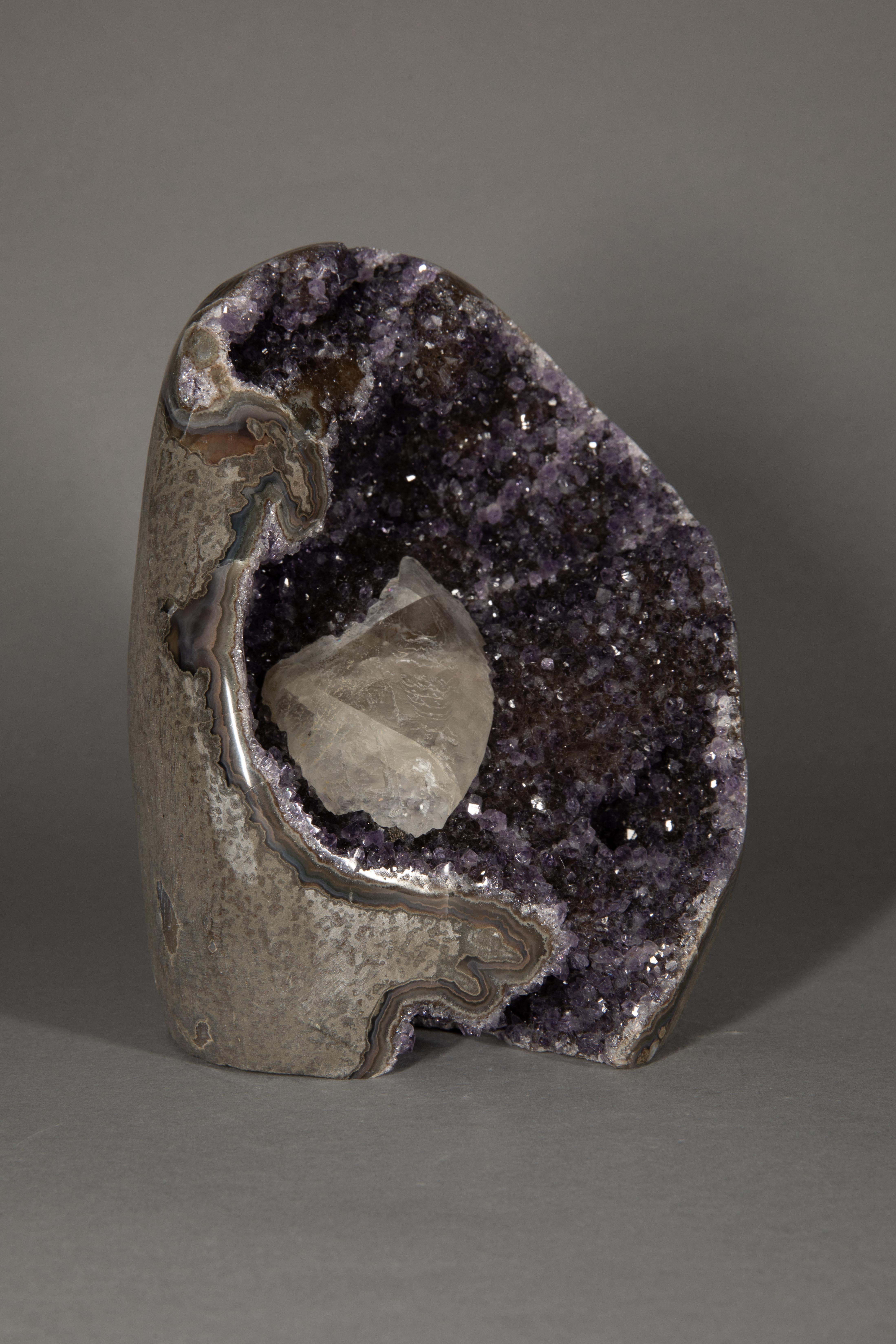 Amethyst Purple Druze Quartz with Calcite Formation 3