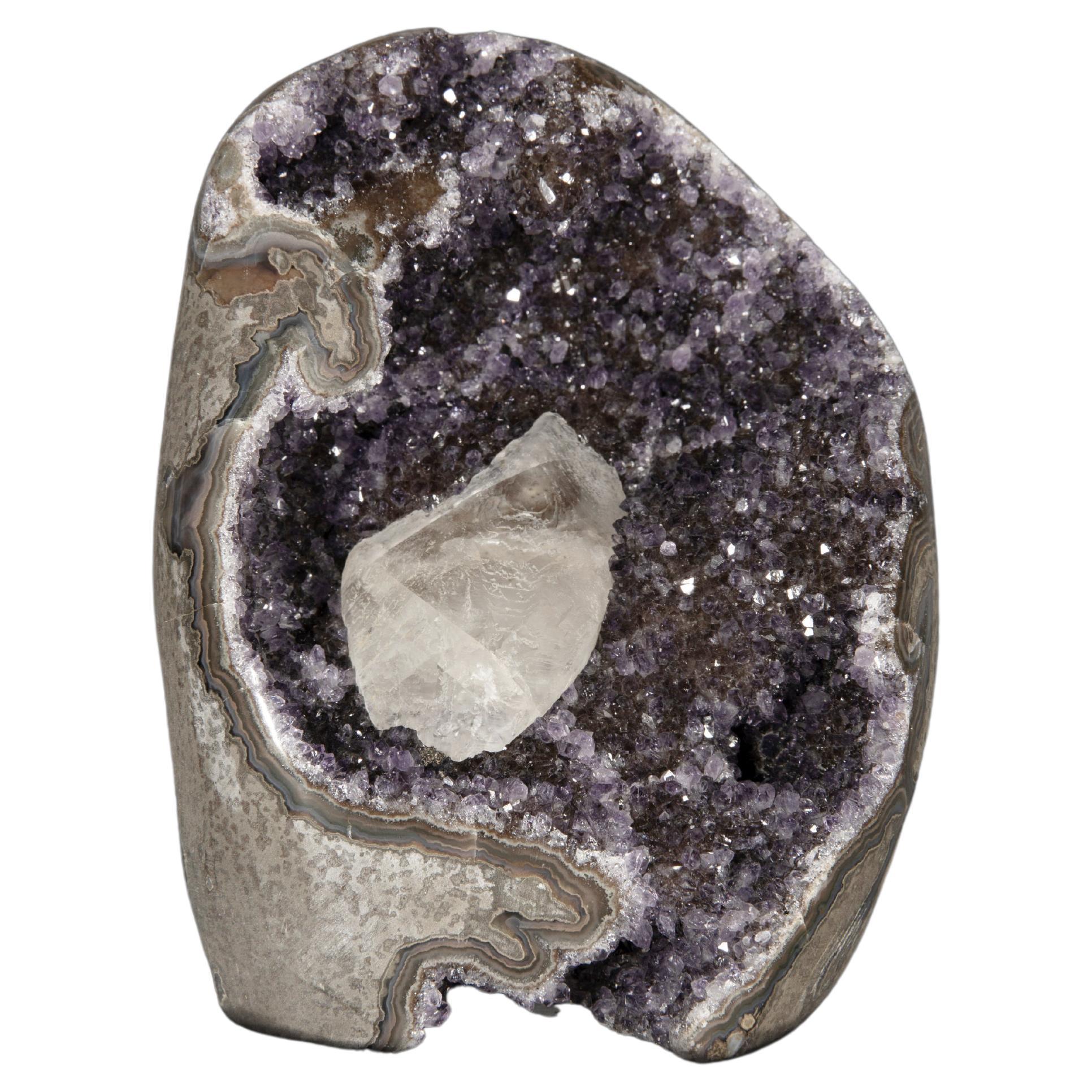 Amethyst Purple Druze Quartz with Calcite Formation