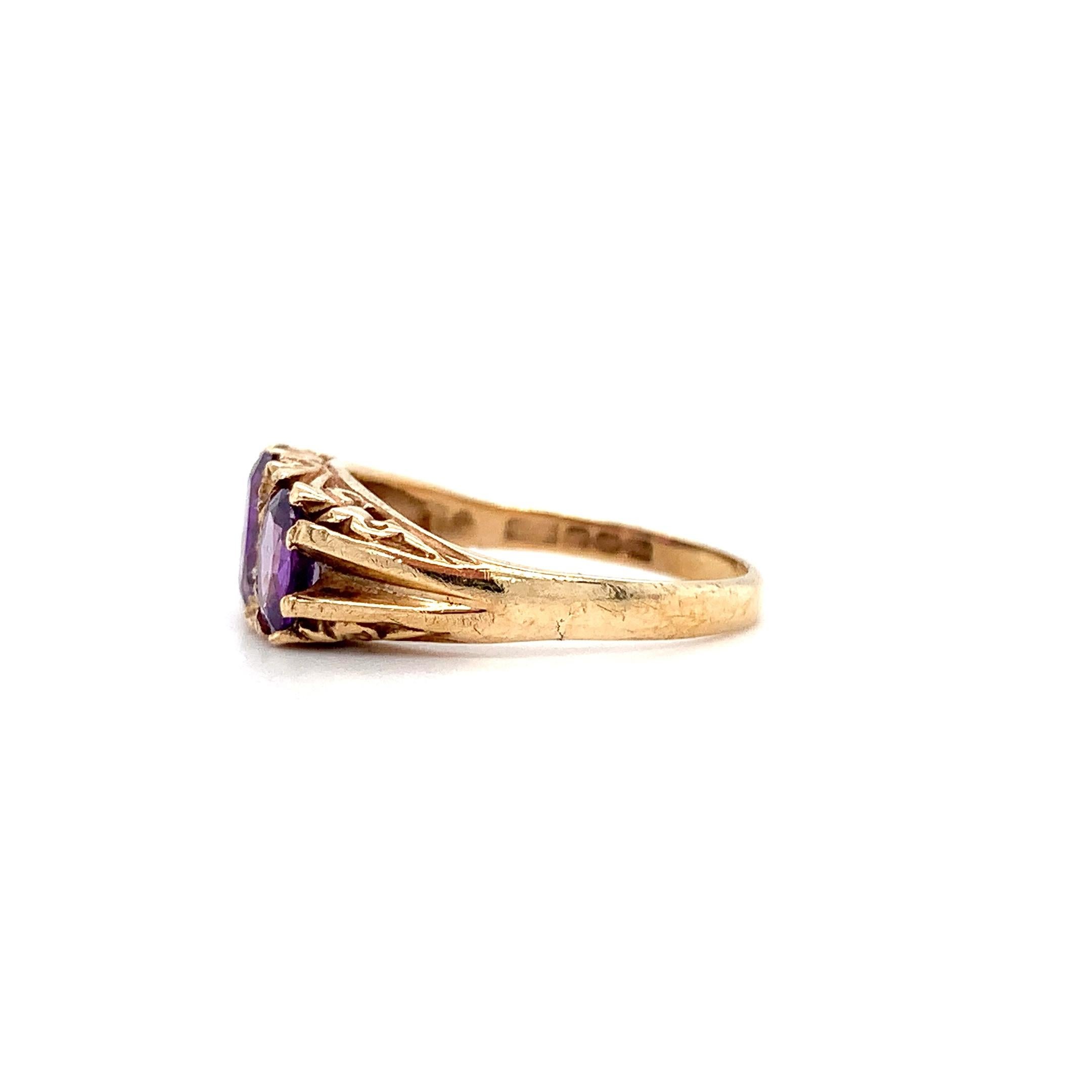 Amethyst lila Edelstein antiker Verlobungsring Gelbgold im Zustand „Neu“ im Angebot in London, GB