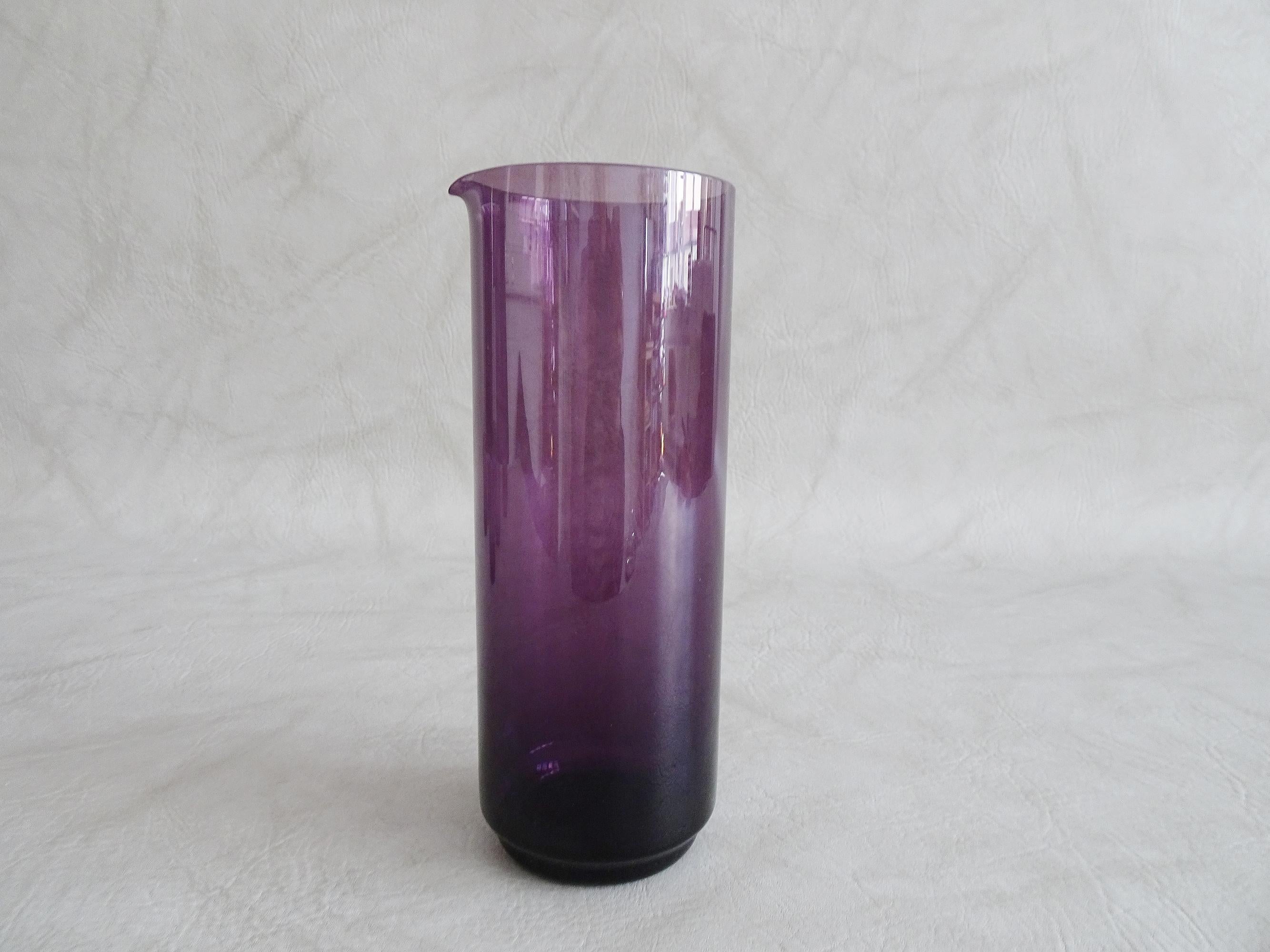 Hand-Crafted Amethyst Purple Glass Carafe with Glasses, Wagenfeld, Germany, 1960s