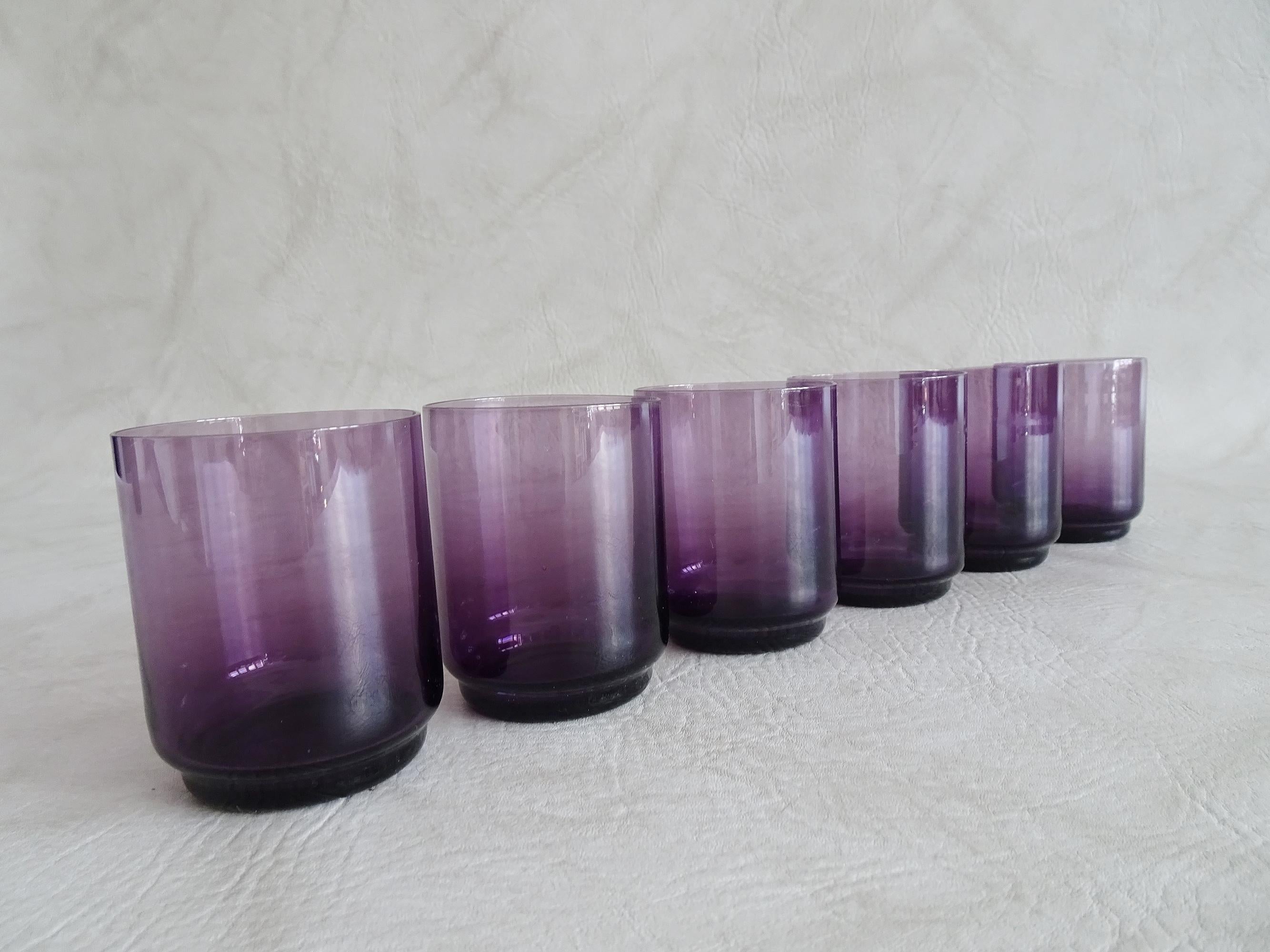 Amethyst Purple Glass Carafe with Glasses, Wagenfeld, Germany, 1960s 1