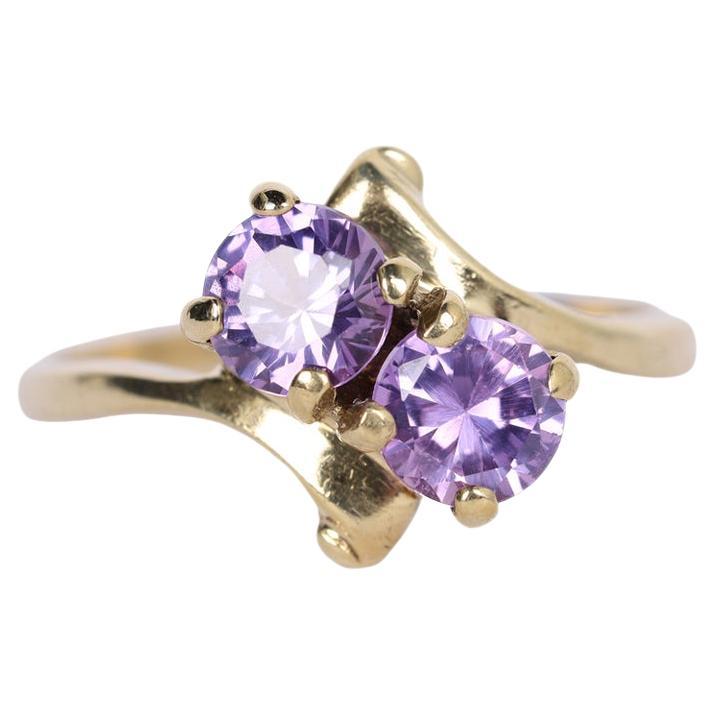 Purple Amethyst Yellow Gold Ring Size 6.5 For Sale