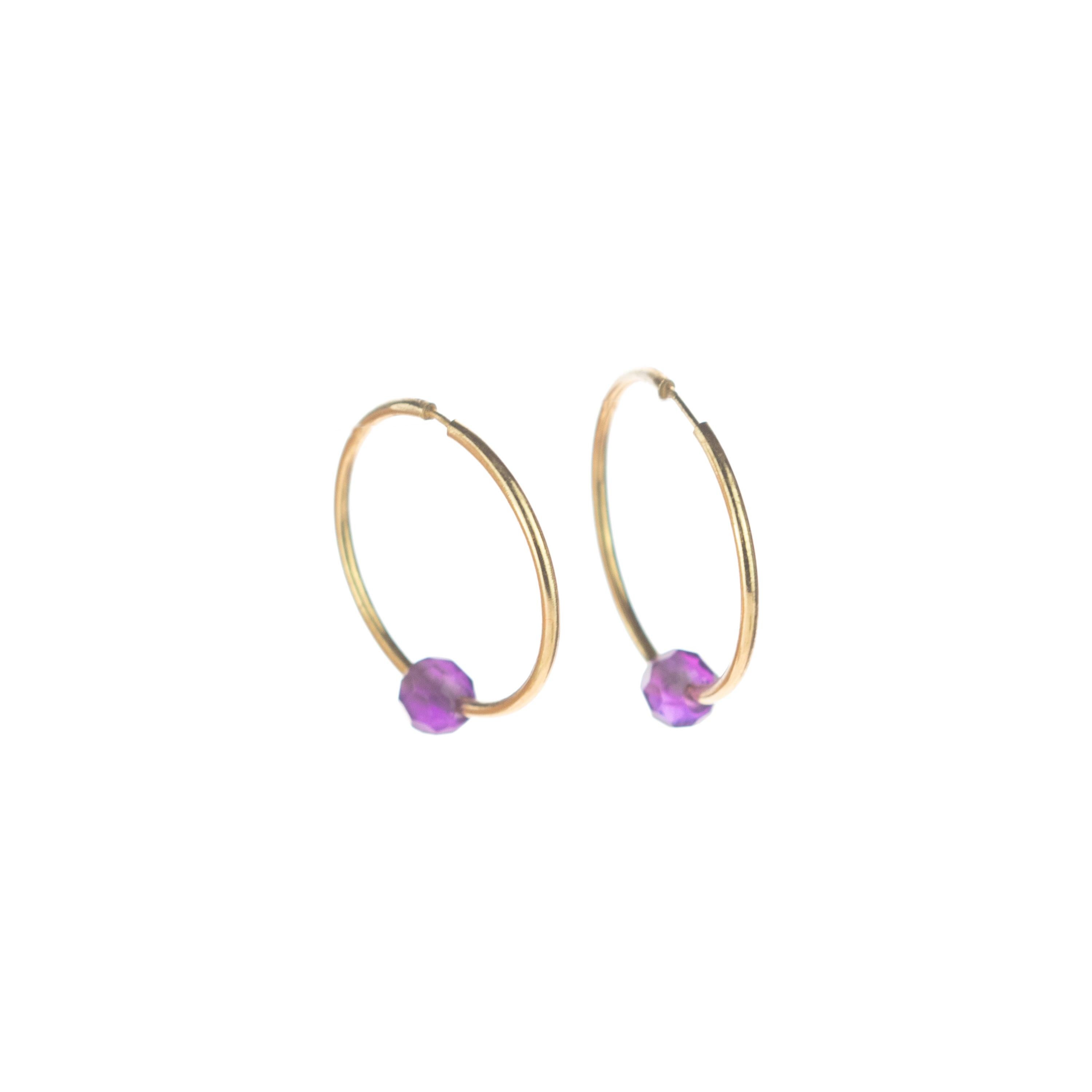 Amethyst Purple Rondelle 18 Karat Gold Planet Boho Modern Chic Earrings In New Condition For Sale In Milano, IT