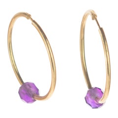 Amethyst Purple Rondelle 18 Karat Gold Planet Boho Modern Chic Earrings