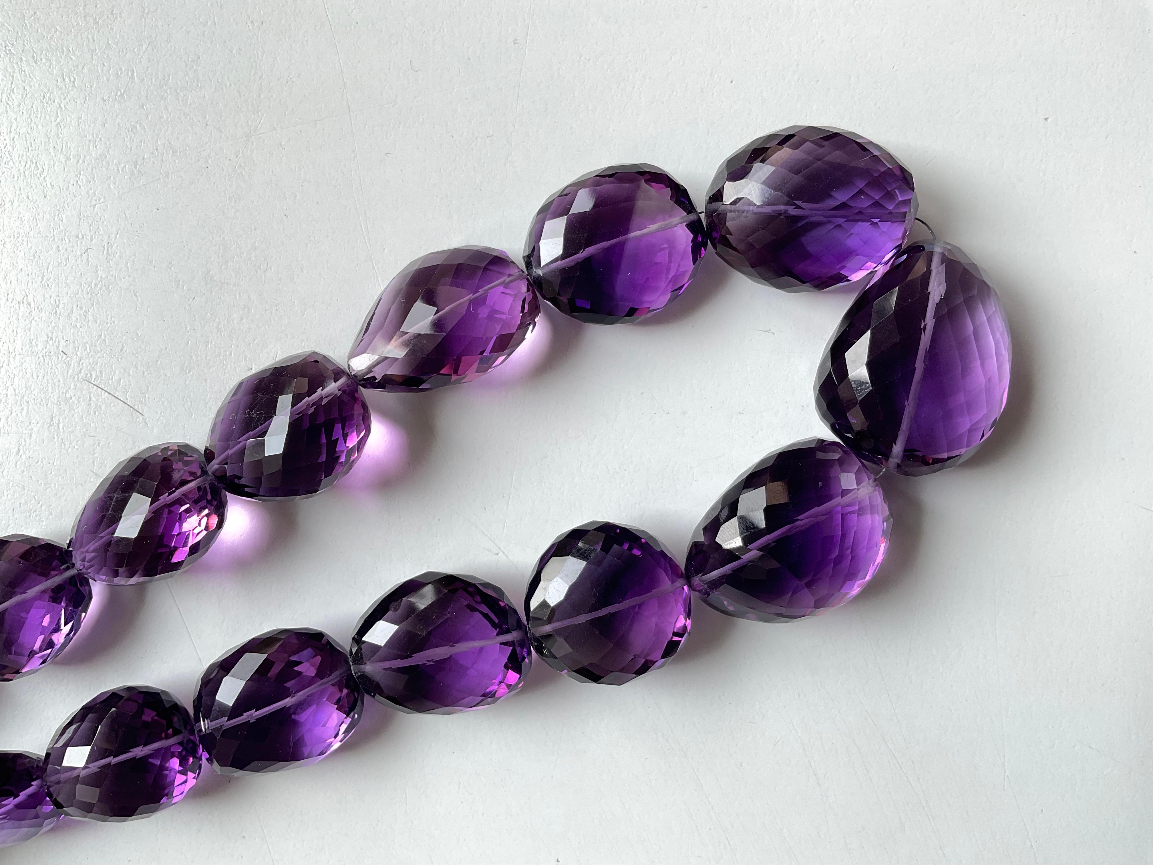 Amethyst Quartz Beaded Tumbled Faceted high Jewelry Necklace Gem Natural Quality In New Condition For Sale In Jaipur, RJ