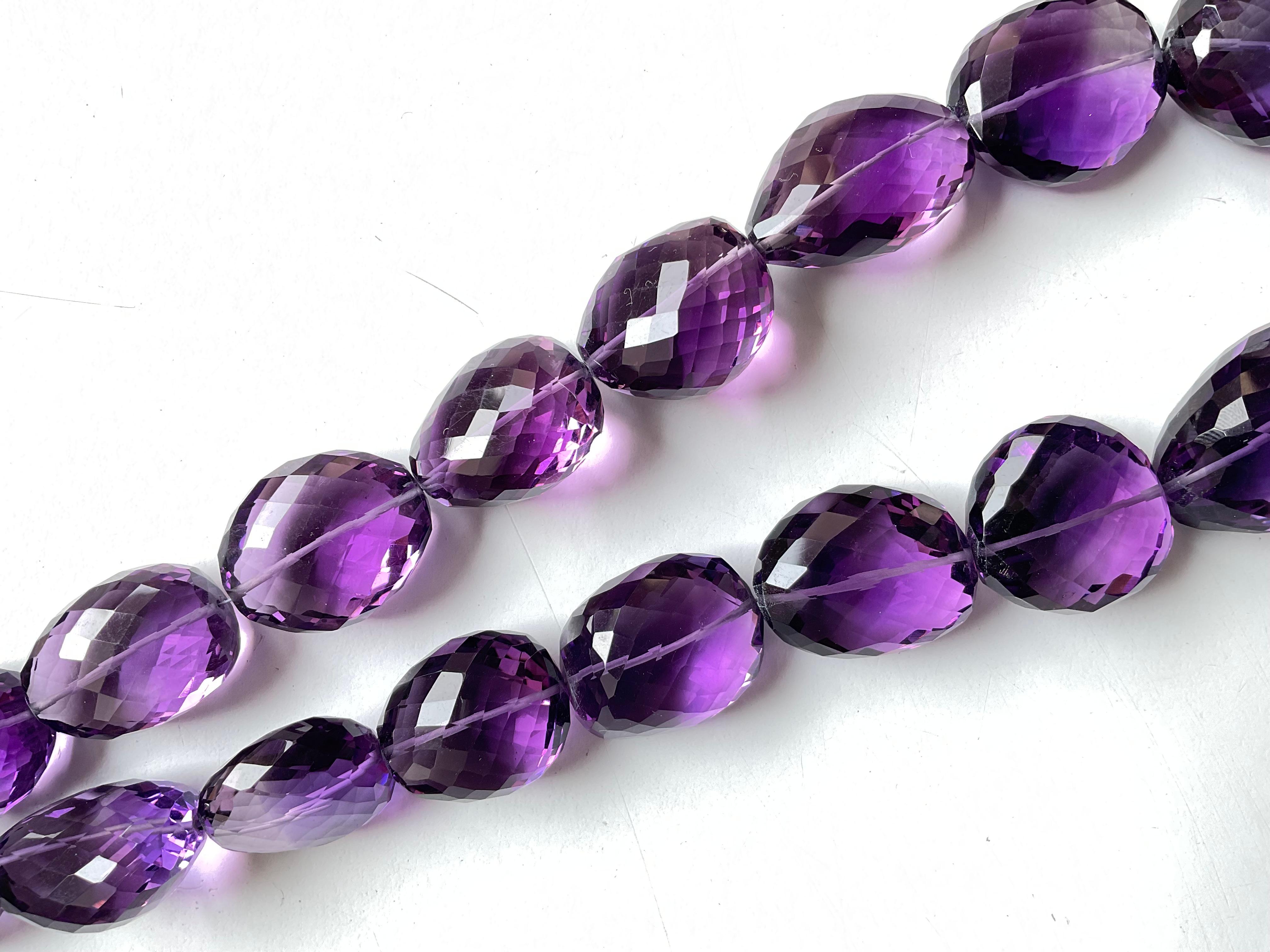 Women's or Men's Amethyst Quartz Beaded Tumbled Faceted high Jewelry Necklace Gem Natural Quality For Sale