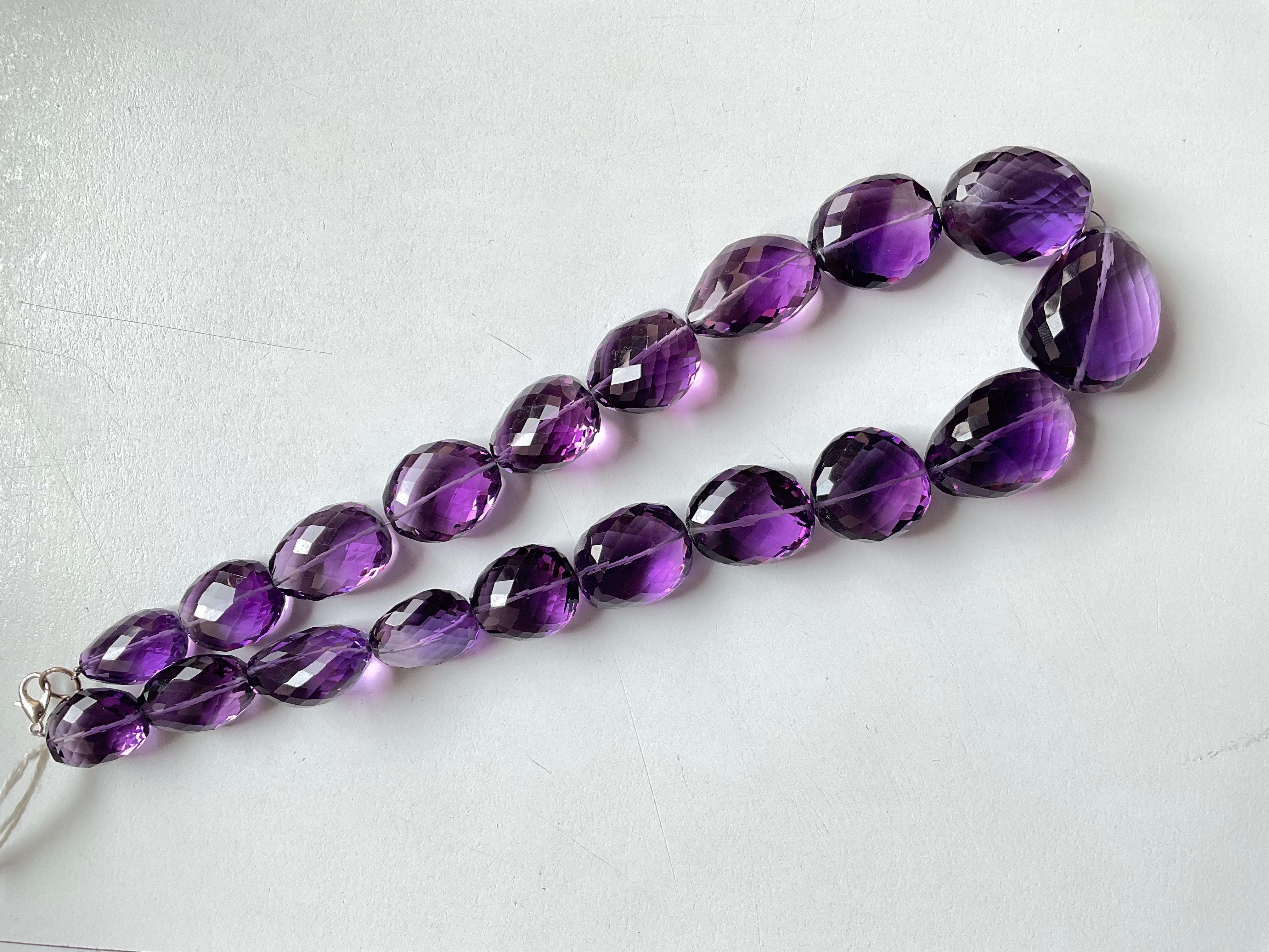 Amethyst Quartz Beaded Tumbled Faceted high Jewelry Necklace Gem Natural Quality For Sale 1