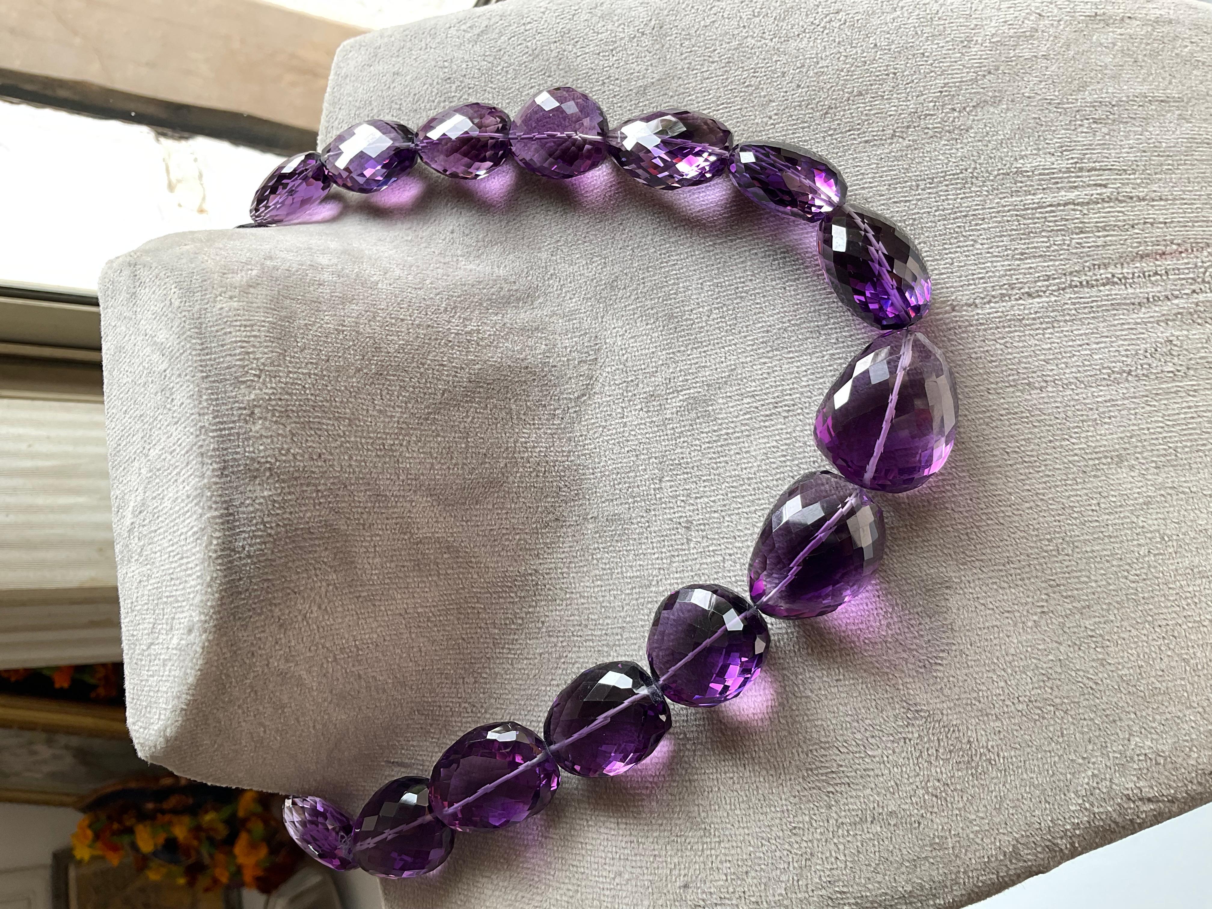 Amethyst Quartz Beaded Tumbled Faceted high Jewelry Necklace Gem Natural Quality For Sale 2