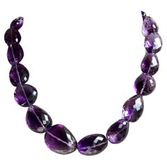 Amethyst Quartz Beaded Tumbled Faceted high Jewelry Necklace Gem Natural Quality