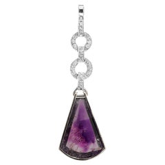 Platin-Anhänger mit Scharnier, Amethyst-Quarz-Diamant 5 Teile