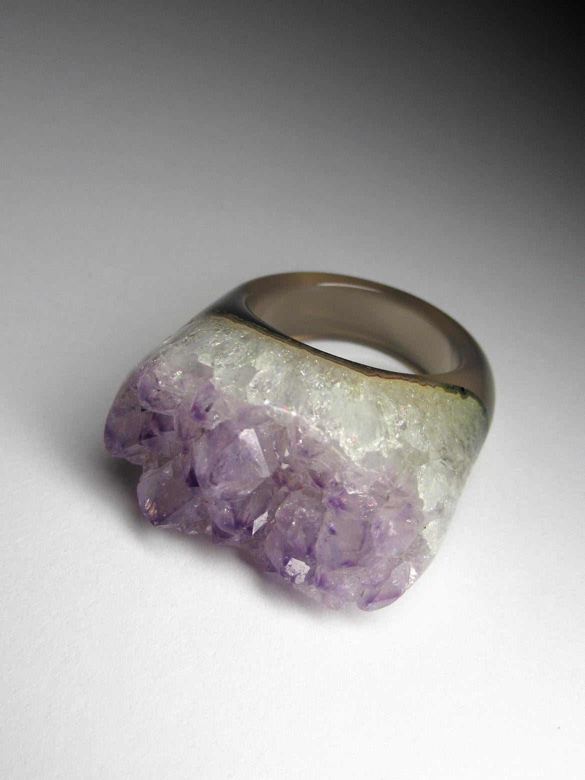 Amethyst Quartz Solid Stone Ring Purple Crystals Raw Gemstone For Sale 4