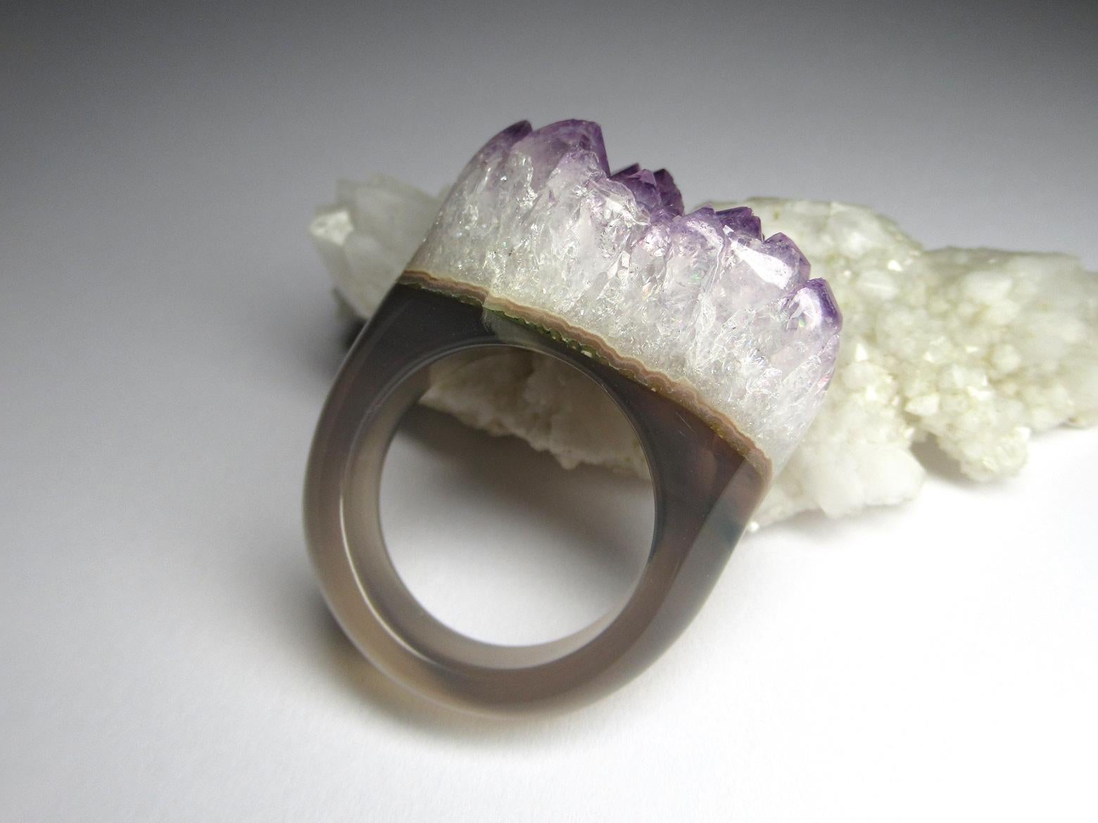 Amethyst Quartz Solid Stone Ring Purple Crystals Raw Gemstone For Sale 5