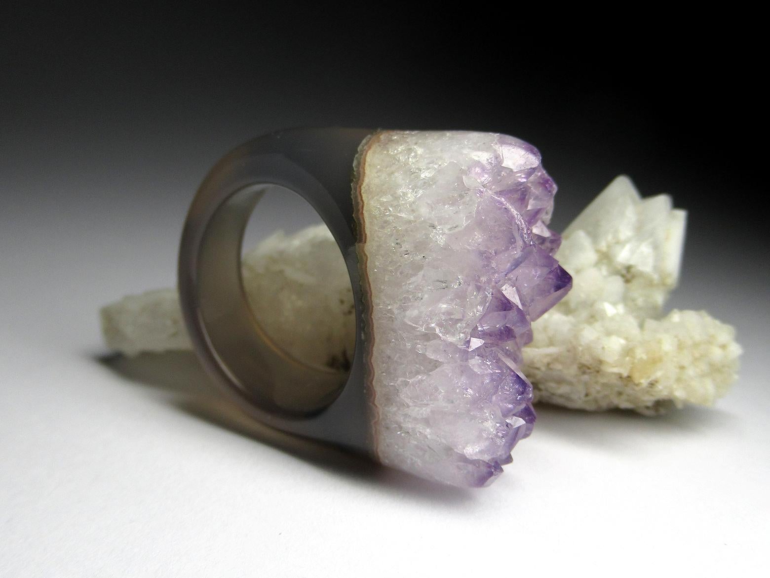 Amethyst Quartz Solid Stone Ring Purple Crystals Raw Gemstone For Sale 6