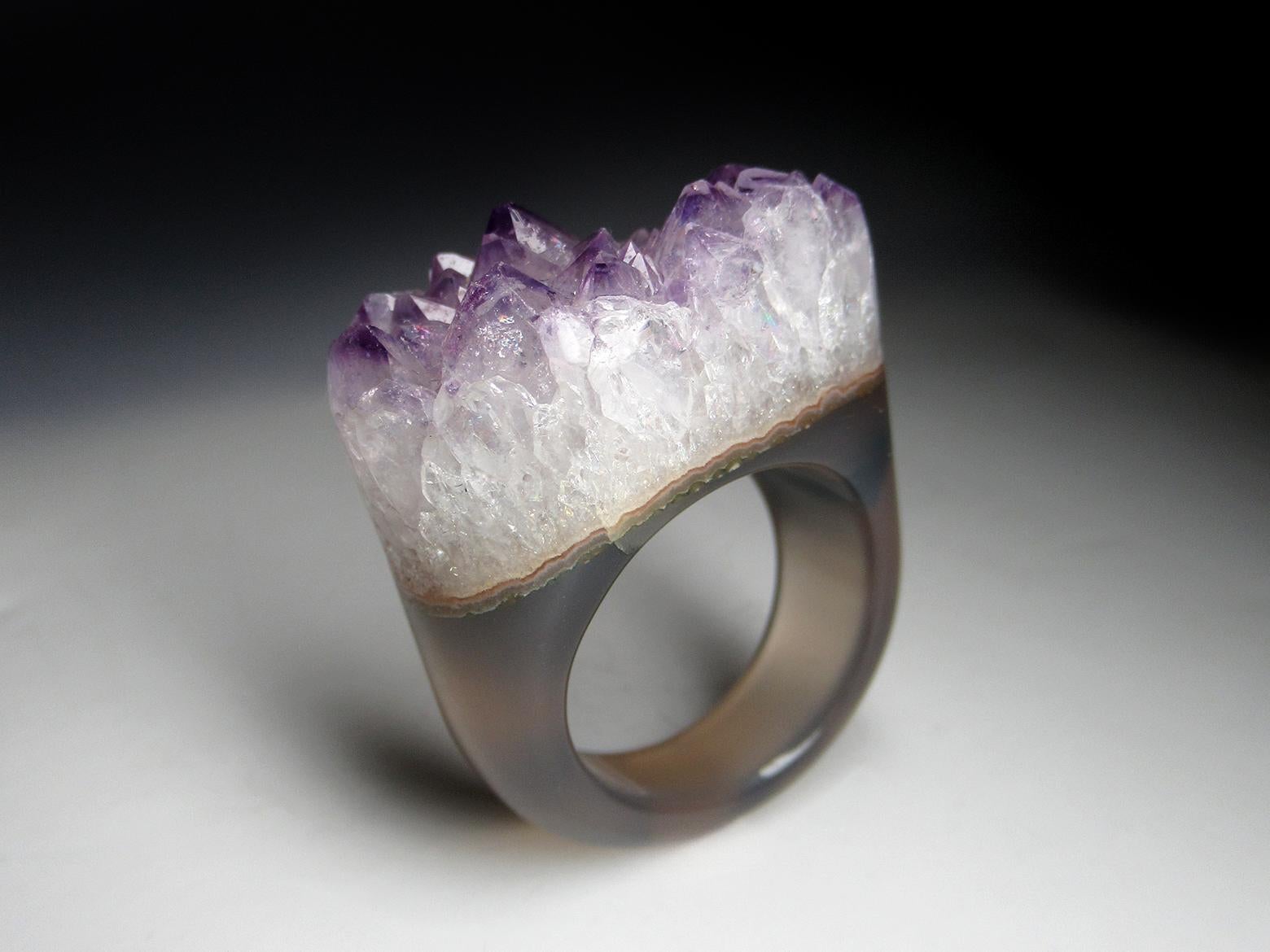Amethyst Quartz Solid Stone Ring Purple Crystals Raw Gemstone For Sale 7