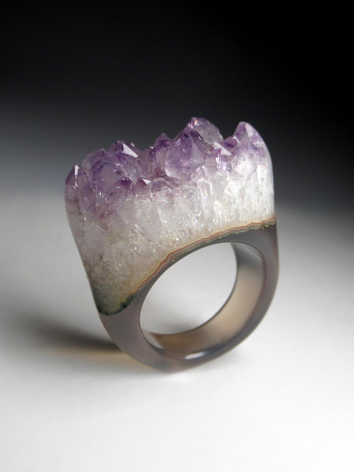 Amethyst Quartz Solid Stone Ring Purple Crystals Raw Gemstone For Sale 8