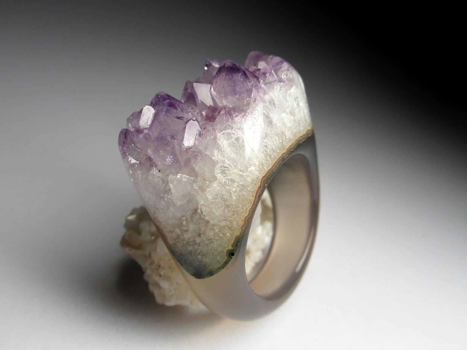 Amethyst Quartz Solid Stone Ring Purple Crystals Raw Gemstone For Sale 1