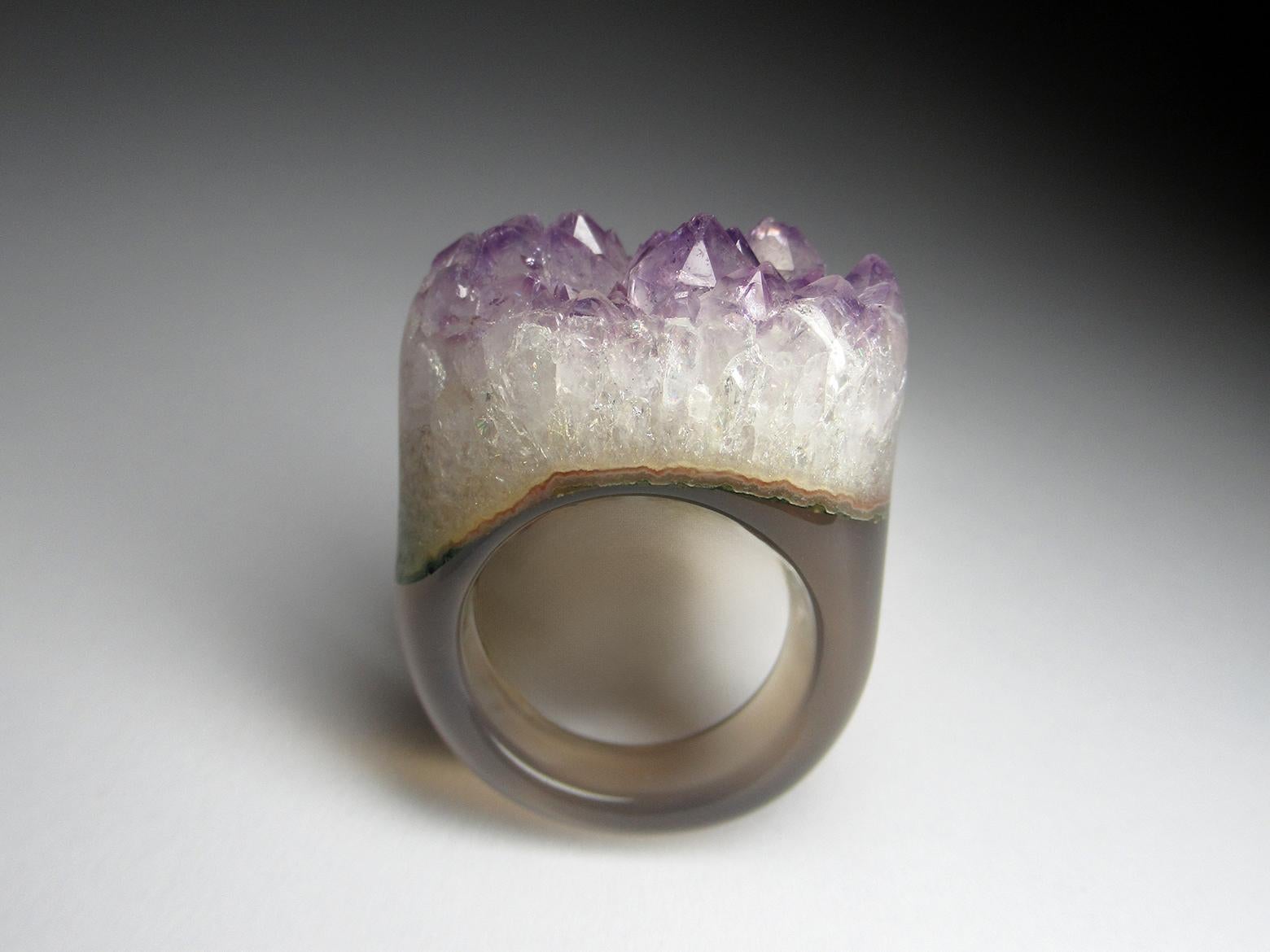 Amethyst Quartz Solid Stone Ring Purple Crystals Raw Gemstone For Sale 2