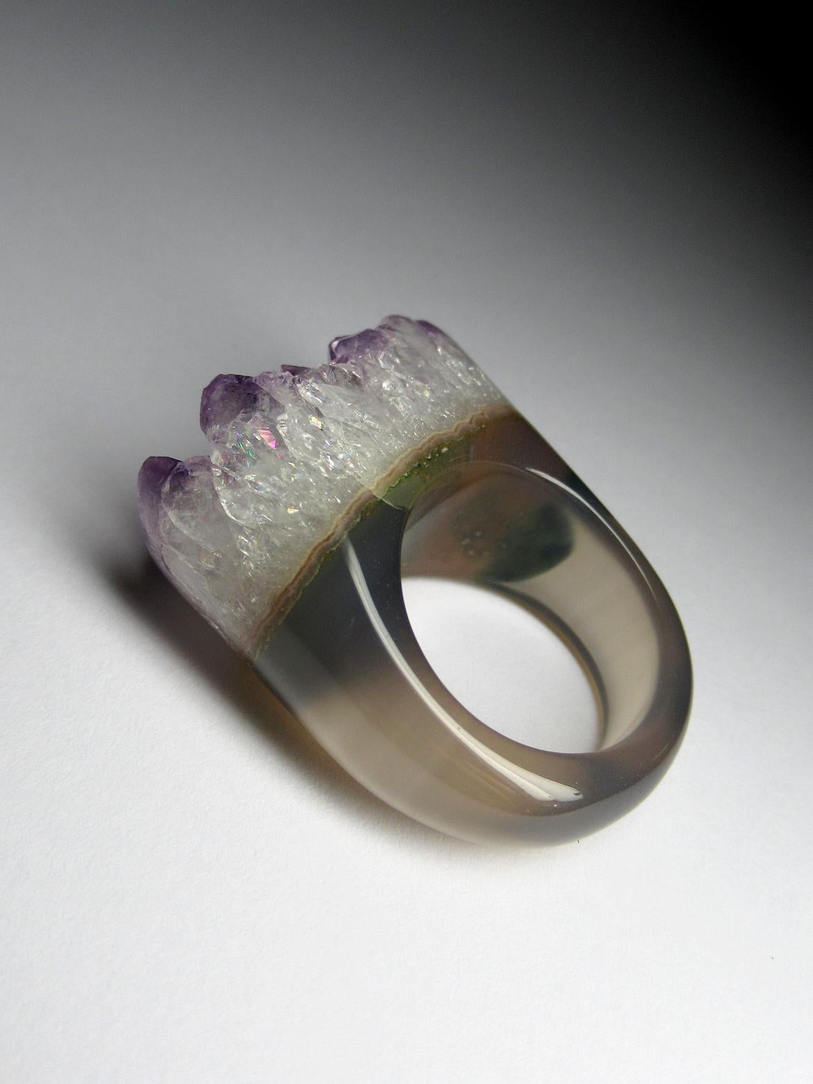 Amethyst Quartz Solid Stone Ring Purple Crystals Raw Gemstone For Sale 3