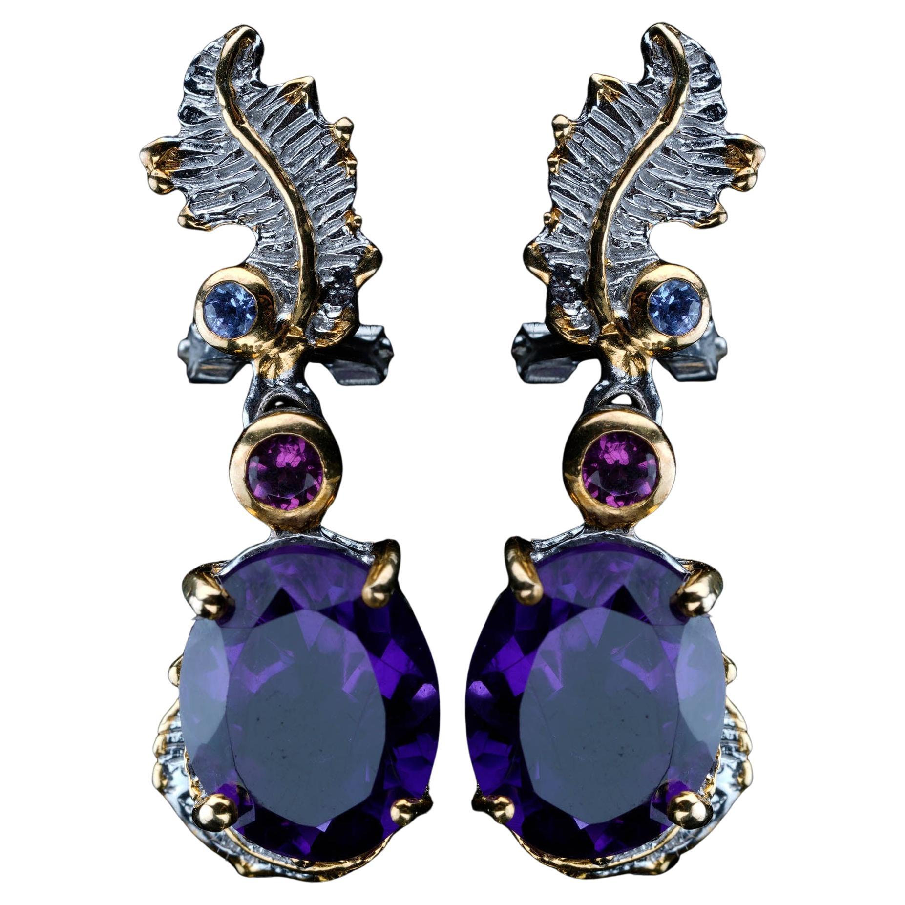 Rhodolite Drop Earrings