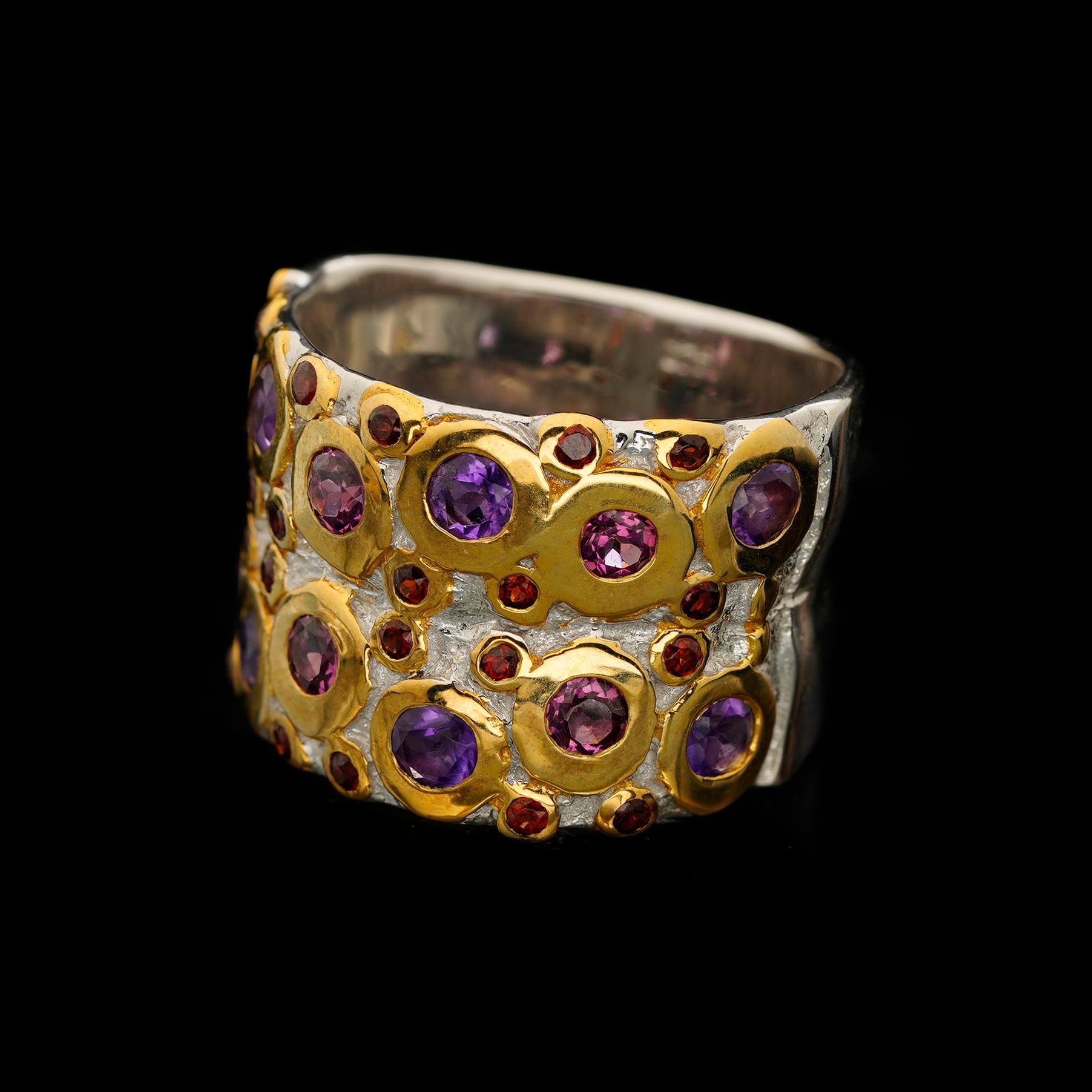Amethyst-Rhodolith-Granat-Ring im Zustand „Neu“ im Angebot in New York, NY
