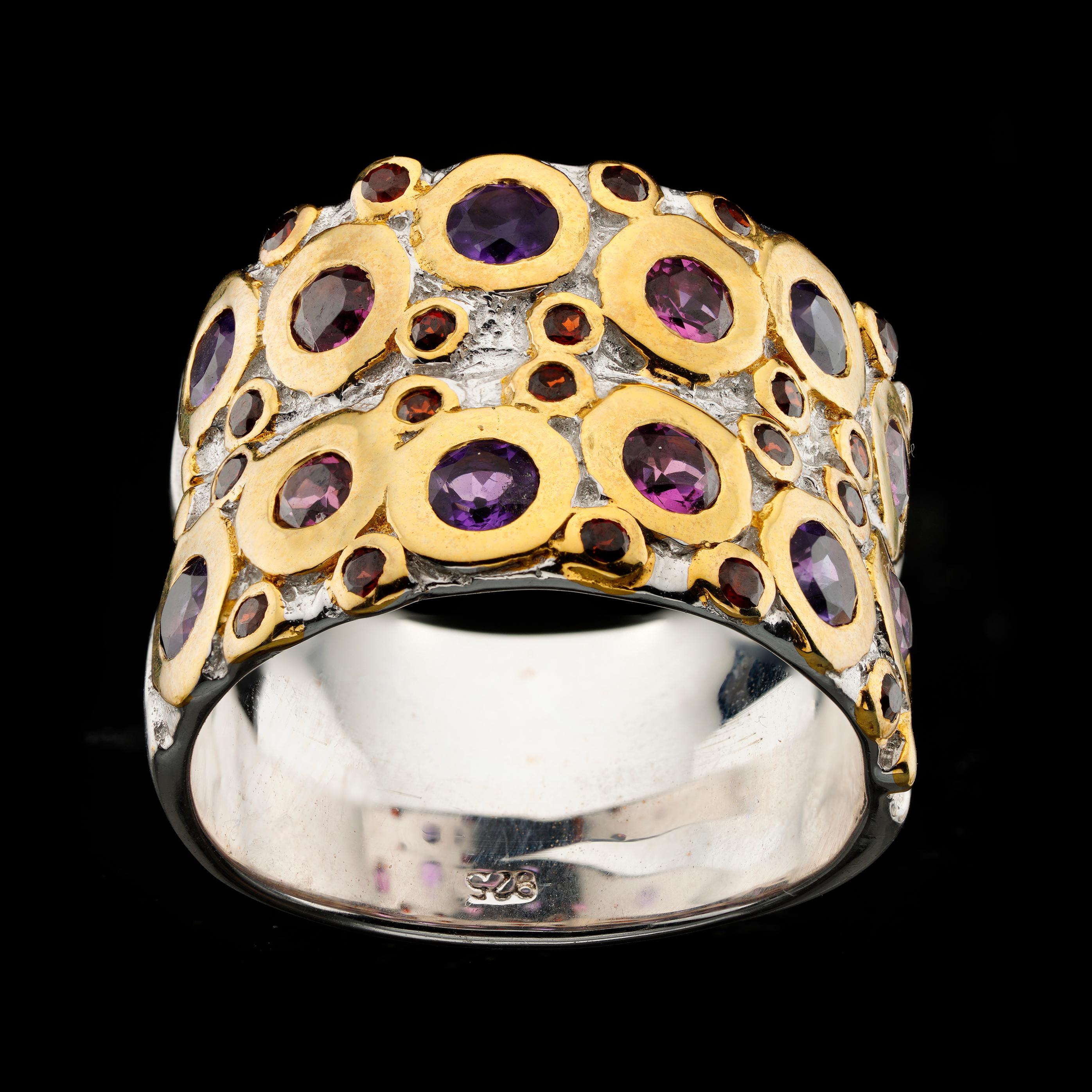 Amethyst-Rhodolith-Granat-Ring für Damen oder Herren im Angebot