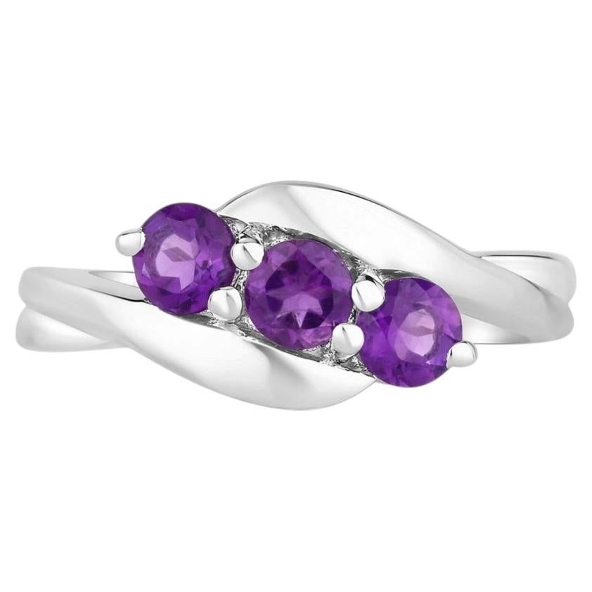 Amethyst Ring 0.7 Carats Sterling Silver For Sale