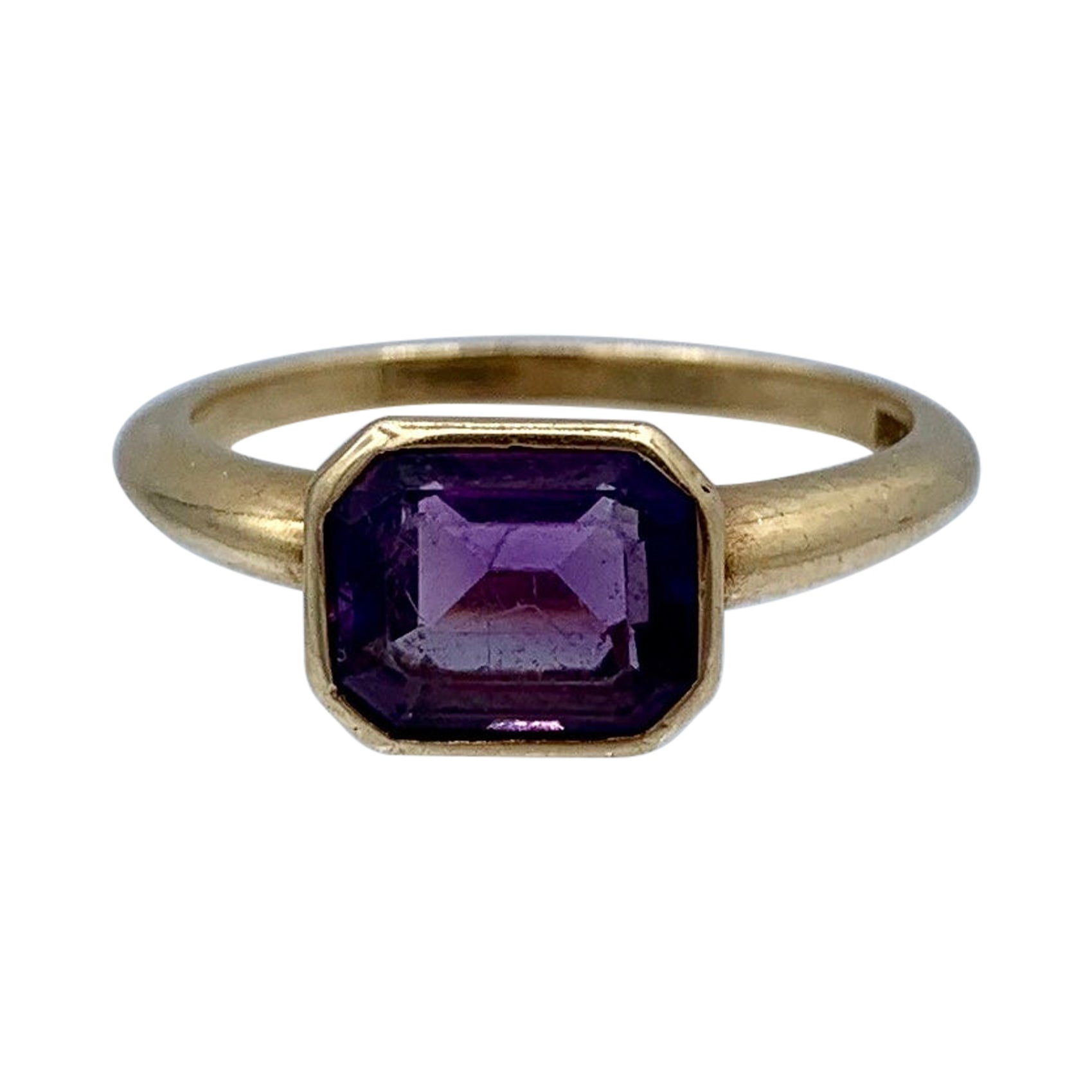 Anello di ametista in oro 14 carati stile retrò moderno antico romano in vendita