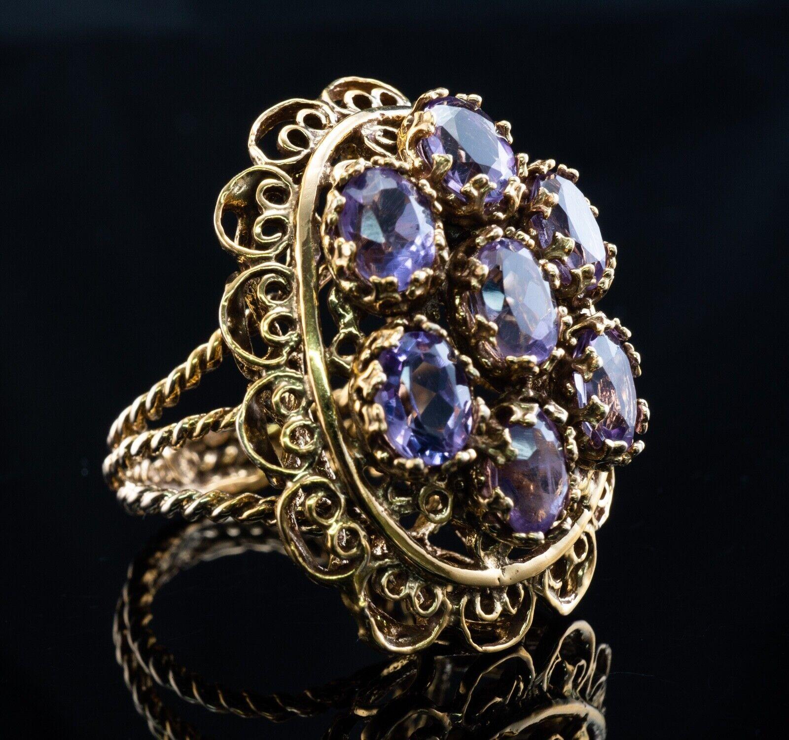 Bague Améthyste 14K Or Cocktail Vintage Estate en vente 7