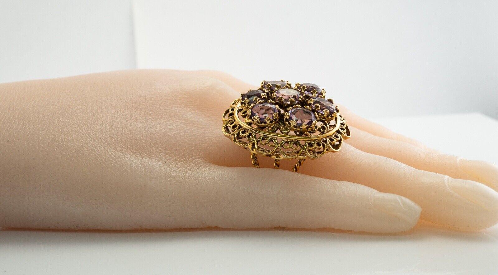 Bague Améthyste 14K Or Cocktail Vintage Estate en vente 8