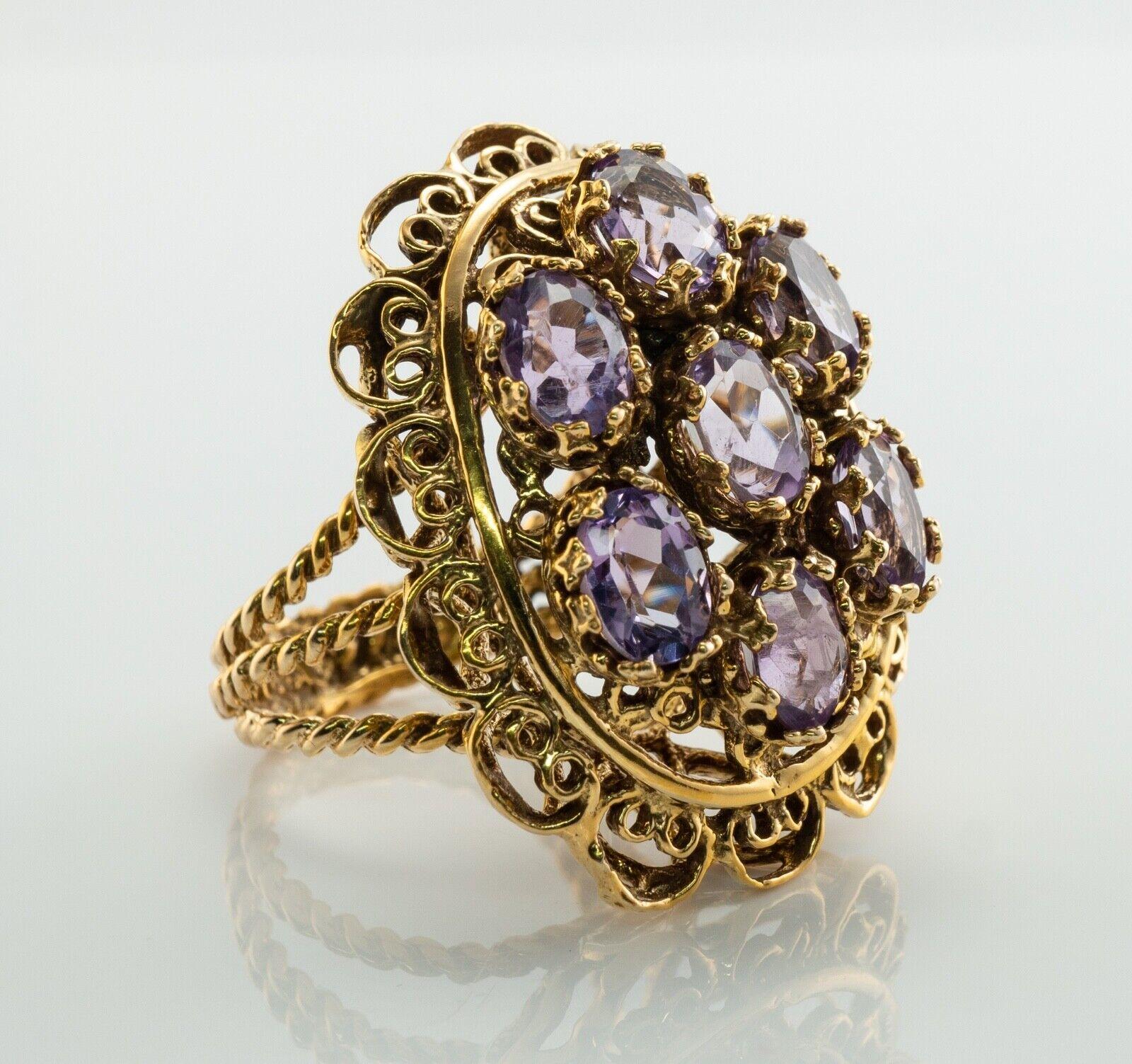 Bague Améthyste 14K Or Cocktail Vintage Estate Bon état - En vente à East Brunswick, NJ