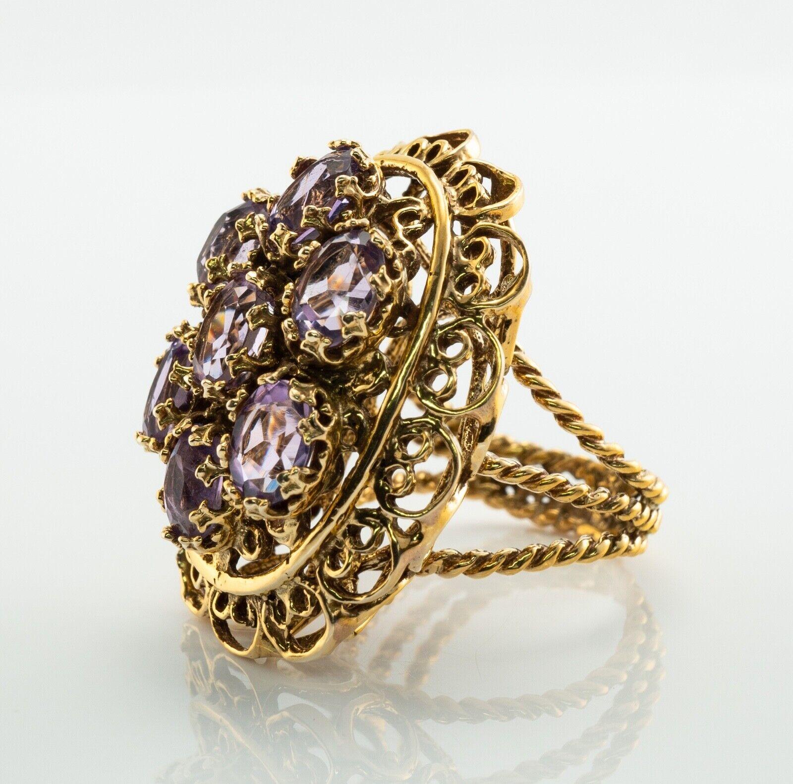 Bague Améthyste 14K Or Cocktail Vintage Estate Pour femmes en vente