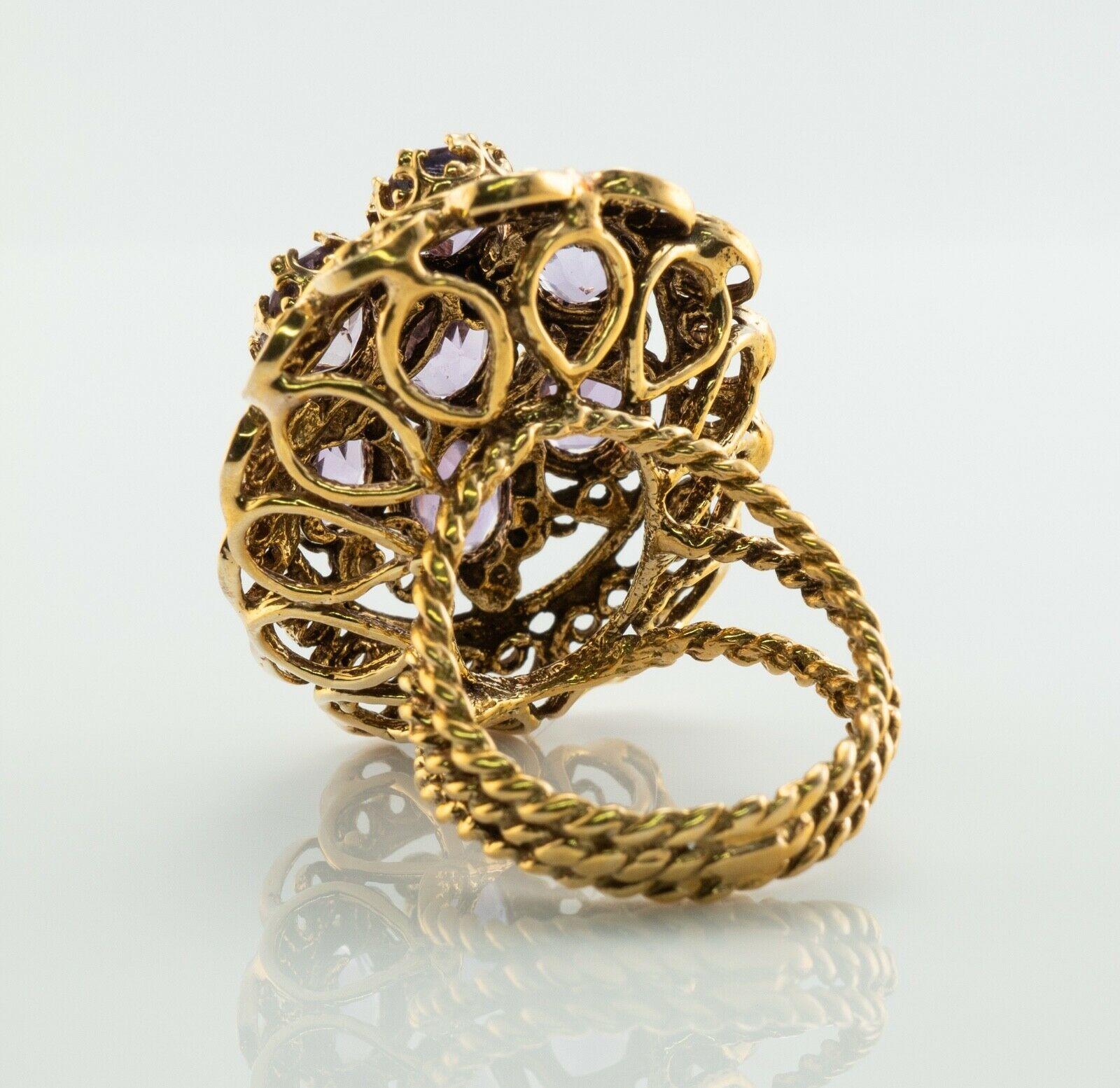 Bague Améthyste 14K Or Cocktail Vintage Estate en vente 1