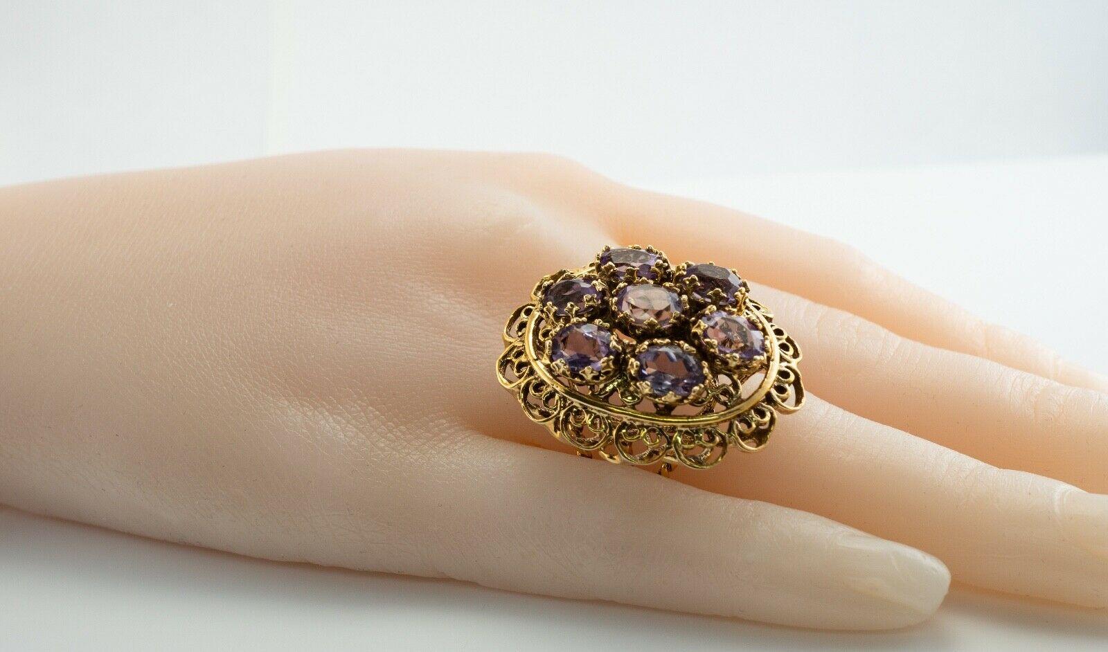 Bague Améthyste 14K Or Cocktail Vintage Estate en vente 2
