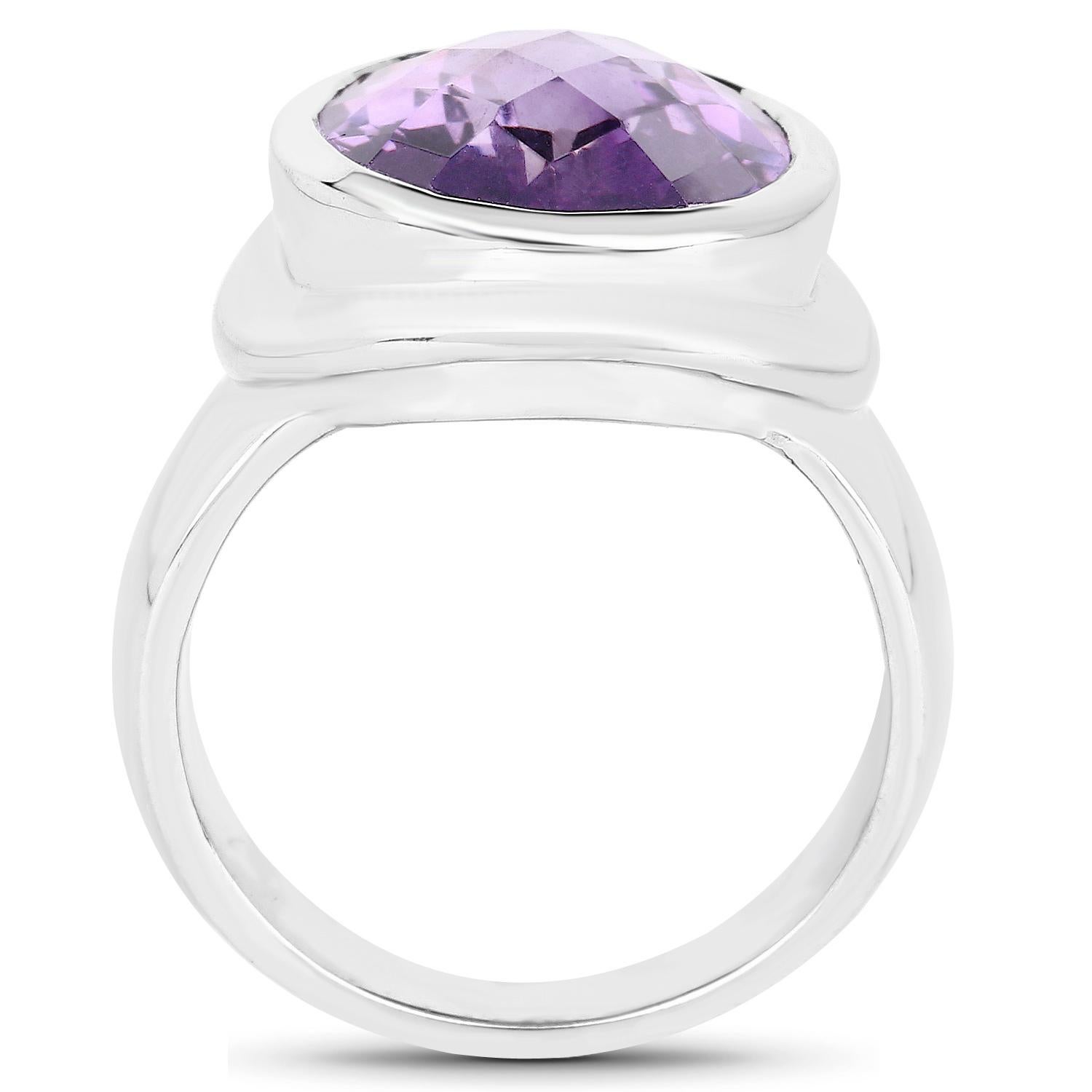 Amethyst Ring 9 Karat Sterling Silber (Kissenschliff) im Angebot