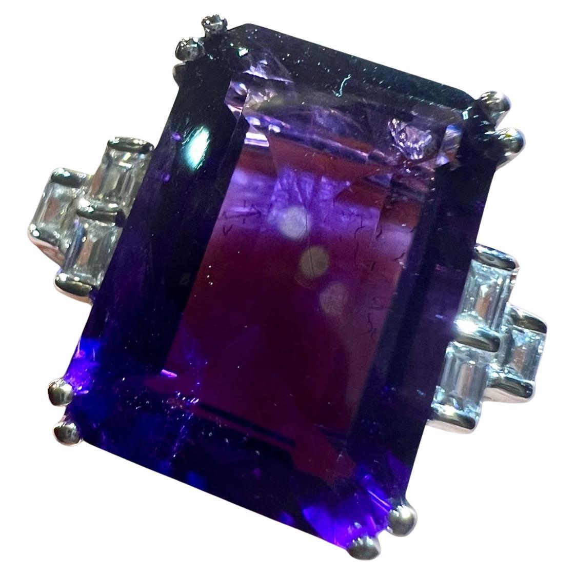 Amethyst Ring, Diamonds, 18 Carat White Gold