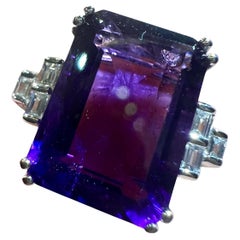 Amethyst Ring, Diamonds, 18 Carat White Gold