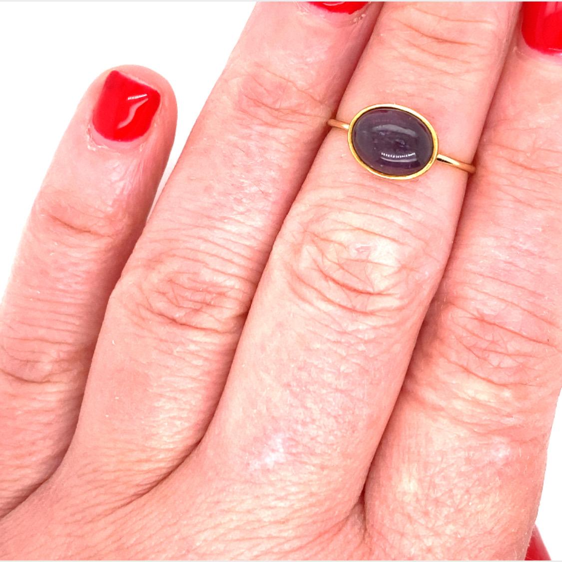 Oval Cut Amethyst Ring in 21k and 18k Yellow Gold For Sale