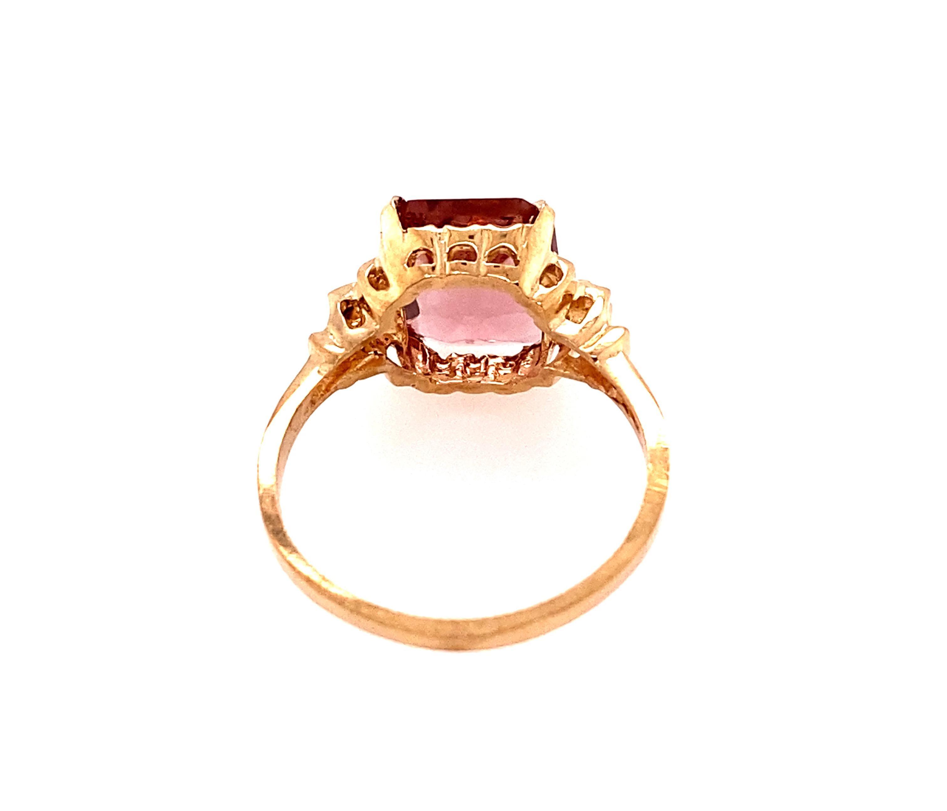 Amethyst Ring NOS Vintage 2.90ct Rectangular Cut 1950's Retro Antique Yellow Gol In New Condition In Dearborn, MI